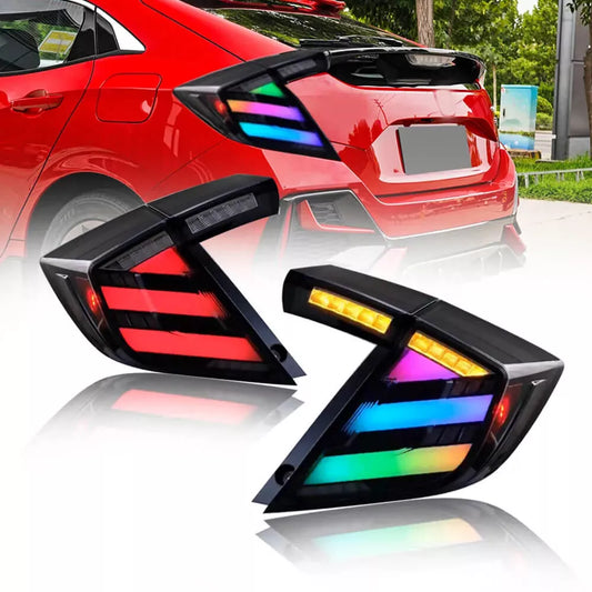 Honda Civic Hatchback/Type R 2016-2021 Full LED Tail Lights RGB Colors DRL
