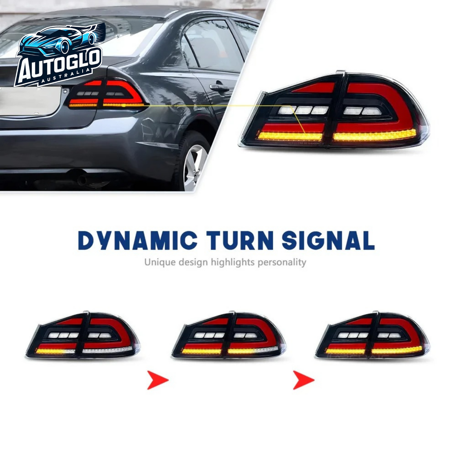 Autoglo Australia LED Tail Light Kit for Honda Civic FD2/FD3 Sedan & Type R 2006-2011