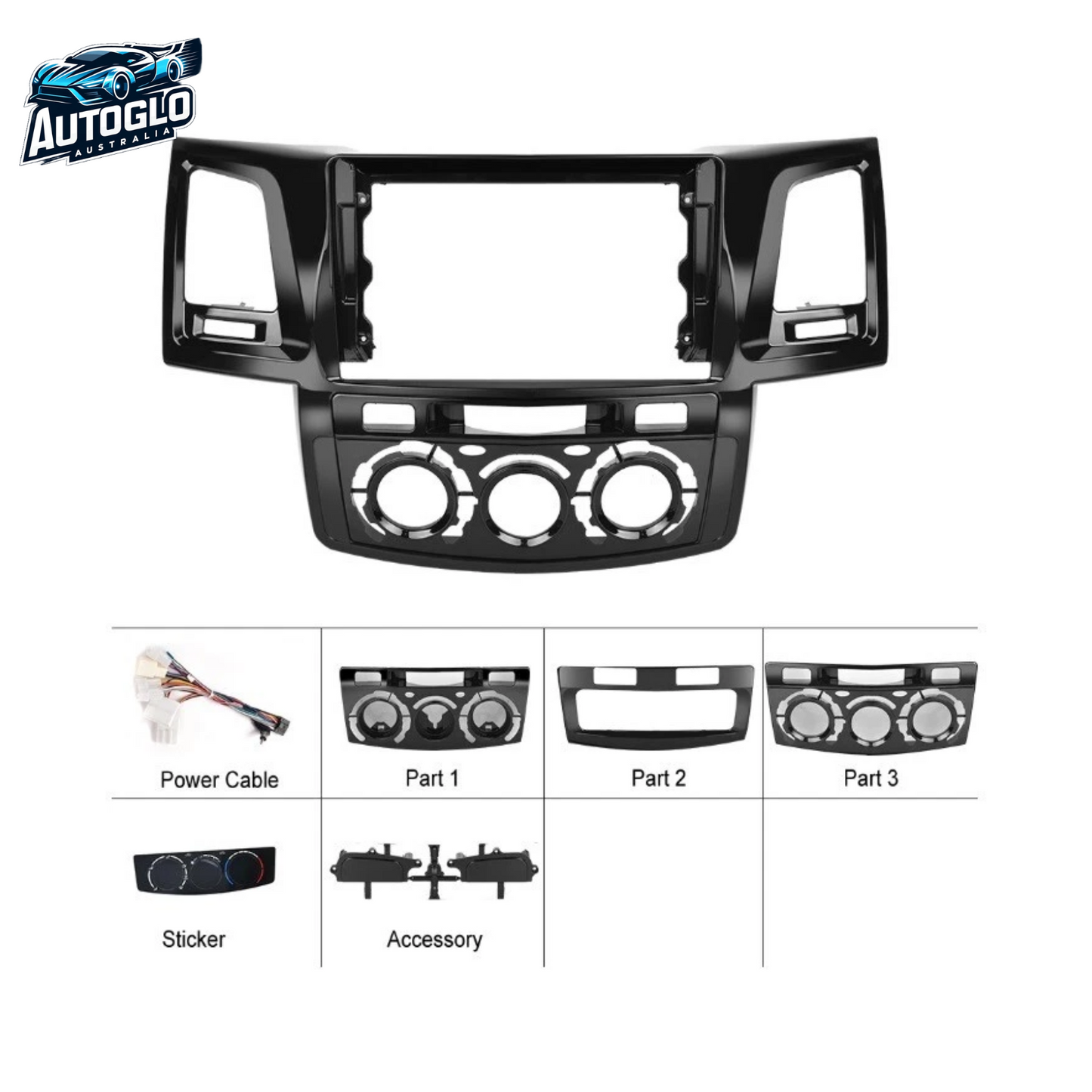 Autoglo Australia 9" CARPLAY ANDROID GPS BT WiFi Stereo For TOYOTA HILUX (2005-15) -Rev. Cam +Mic