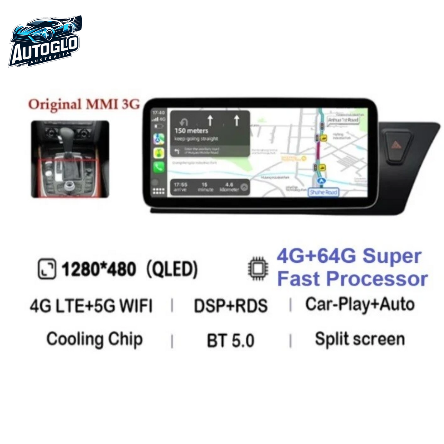 Autoglo Australia 10.25" Android Carplay Stereo BT GPS For Audi A4 B8 A5 (2009-16 High)- 8G+64G