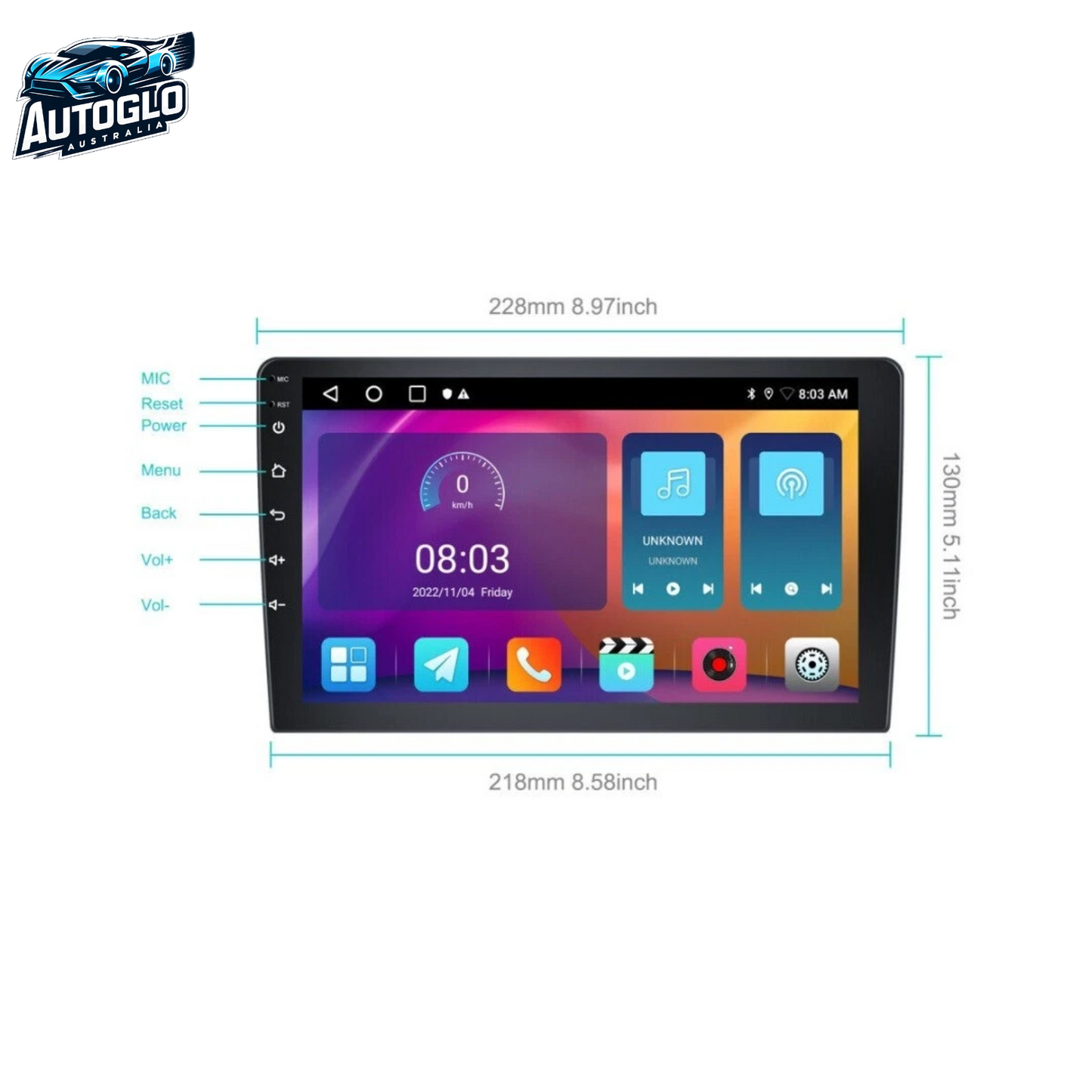 Autoglo Australia 9" (2GB+32G) Android Carplay BT GPS WiFi Stereo for HONDA JAZZ (2014-18)