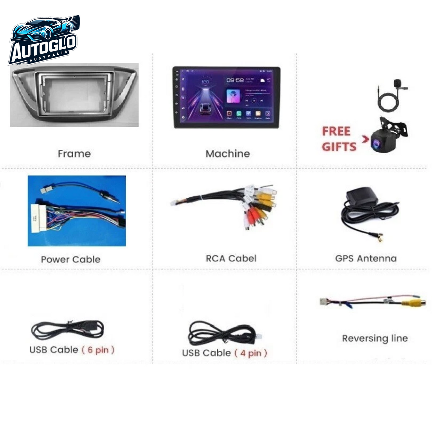 Autoglo Australia 9" (2G+32G) GPS BT WiFi CARPLAY ANDROID STEREO For HYUNDAI ACCENT (2019-20)