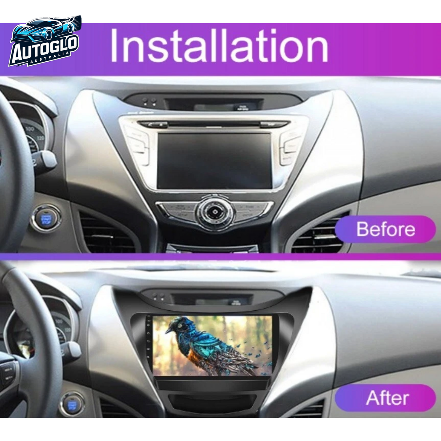 Autoglo Australia 9" CarPlay Android For HYUNDAI ELANTRA (2012-14) GPS BT WiFi 2GB+32GB