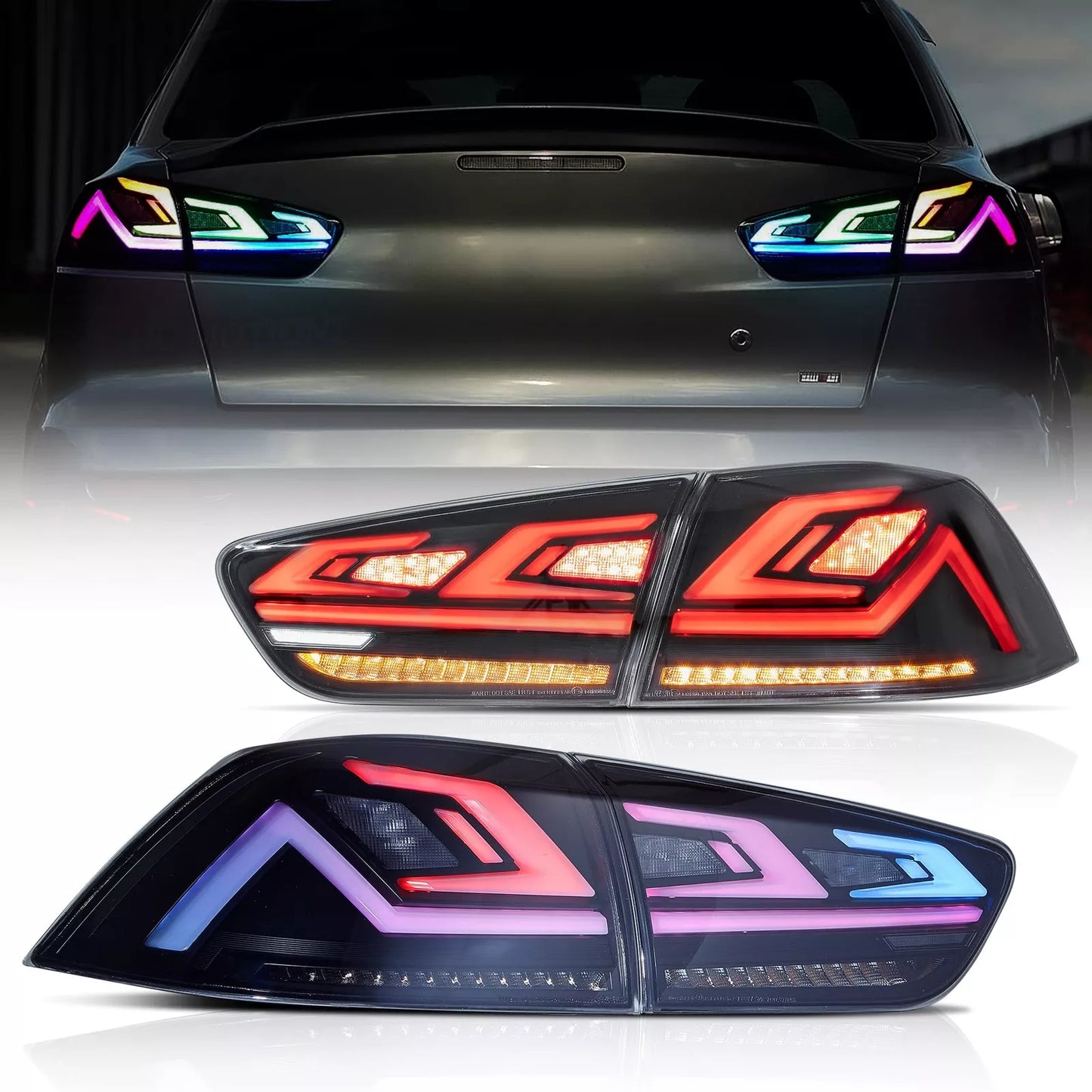 Autoglo Australia LED RGB Tail Lights for Mitsubishi Lancer 08-17 ES VRX EVO X Start Up Animation Rear Lights