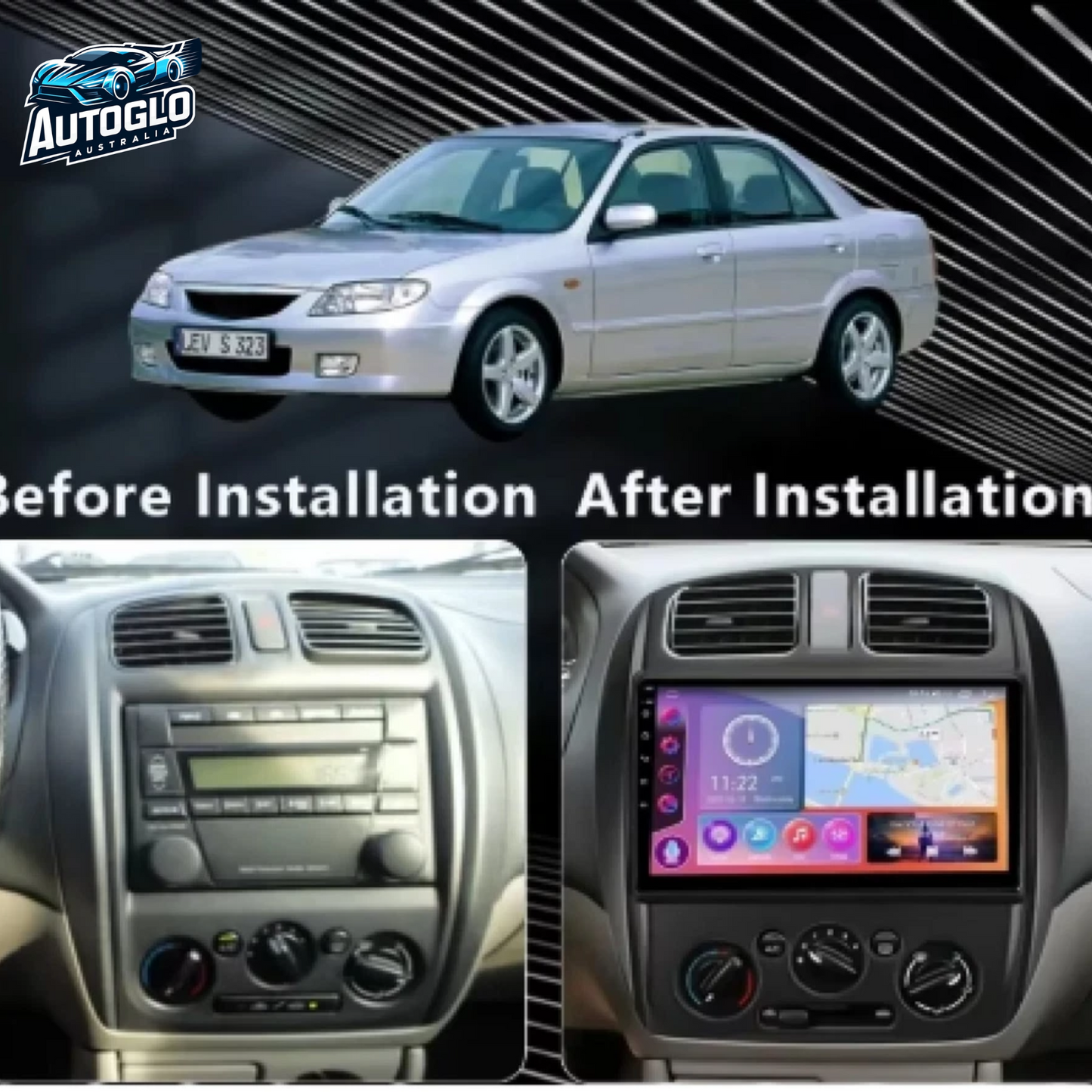 Autoglo Australia 9" CarPlay Android GPS BT WiFi Stereo For MAZDA 323 (1998-03) 2GB+32GB