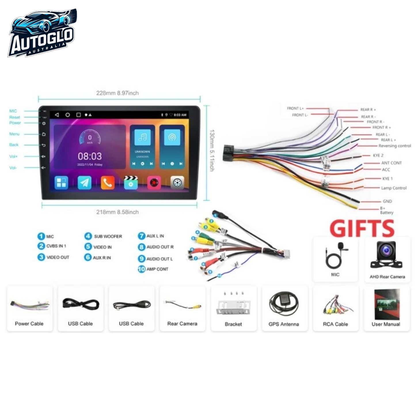 Autoglo Australia 9" Android Carplay BT GPS WiFi Stereo for Audi Q3 8U - 1 SD CARD (2015-18)