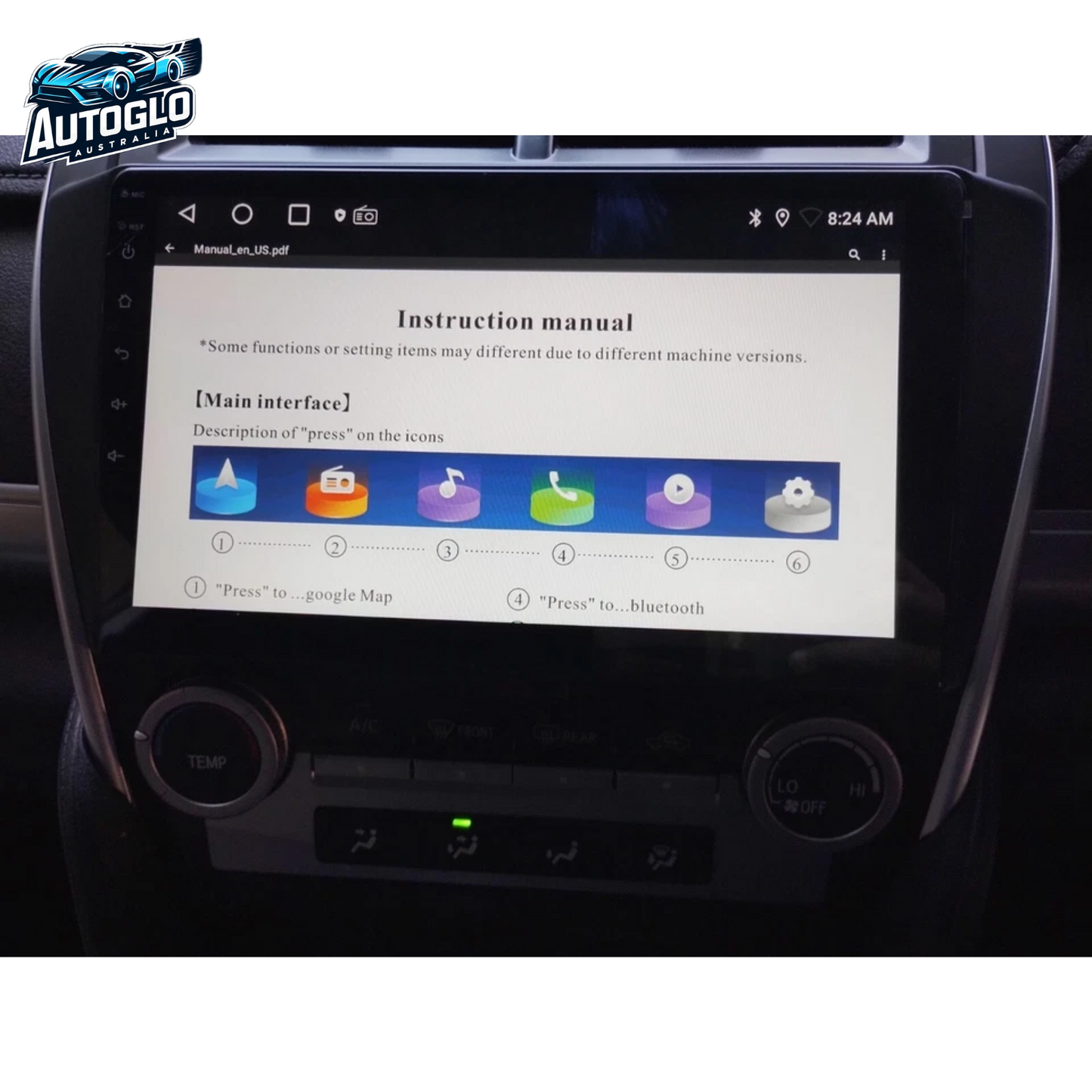 Autoglo Australia 10" CARPLAY ANDROID 2G+32G GPS BT WiFi Stereo for TOYOTA CAMRY JBL (2012-17)