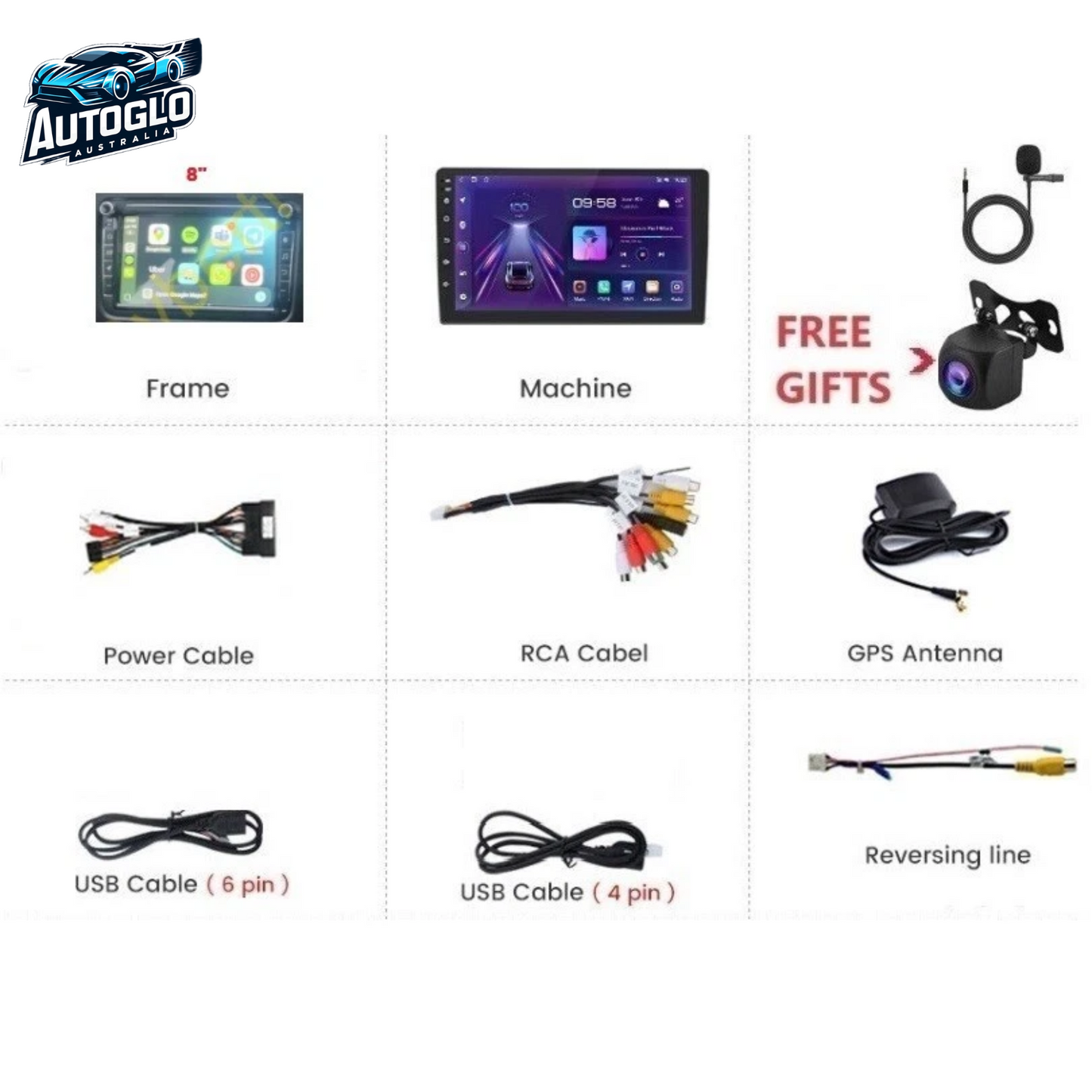 Autoglo Australia 8" Carplay Android (2GB+32GB) BT GPS NAVI Stereo for VW GOLF All models (2005+)