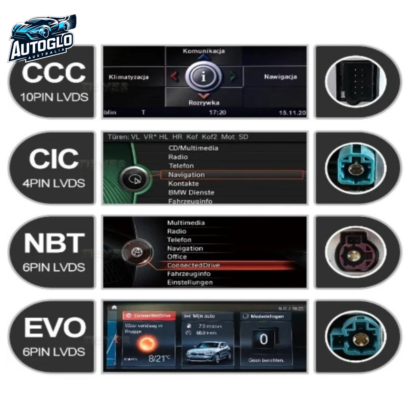 Autoglo Australia BMW 3 Series E90/91 5 Series E61/61 12.3" XL FHD Carplay Android Stereo BT CIC