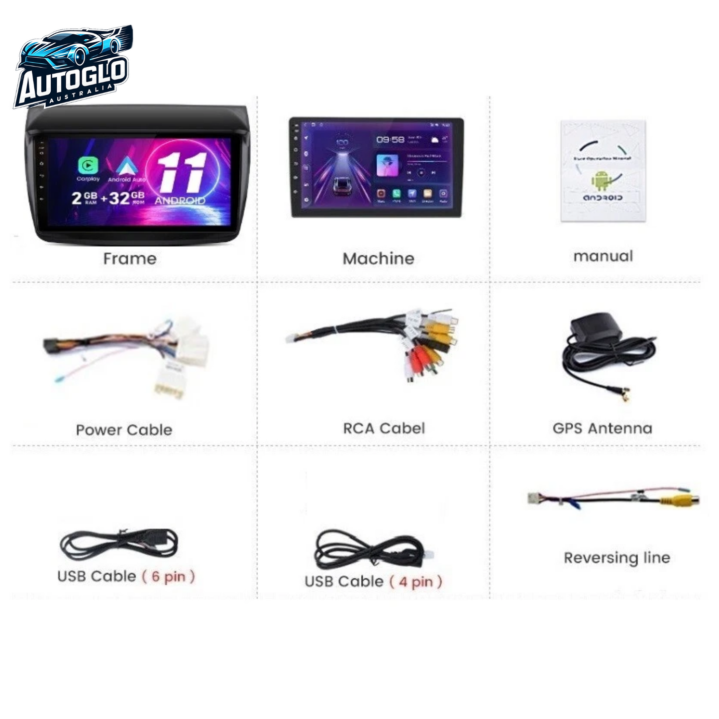 Autoglo Australia 9" CarPlay Android GPS BT For MITSUBISHI PAJERO TRITON 2GB+32GB (2008-16)
