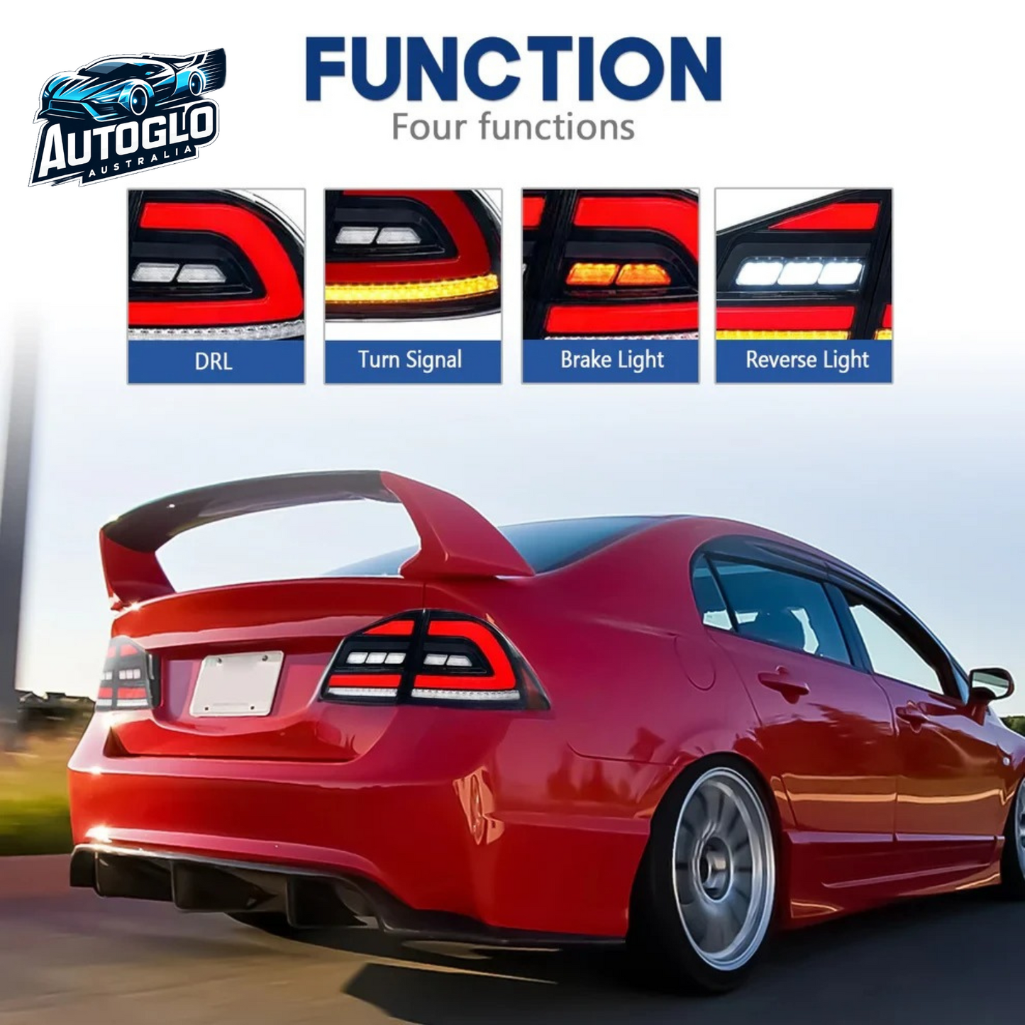 Autoglo Australia LED Tail Light Kit for Honda Civic FD2/FD3 Sedan & Type R 2006-2011