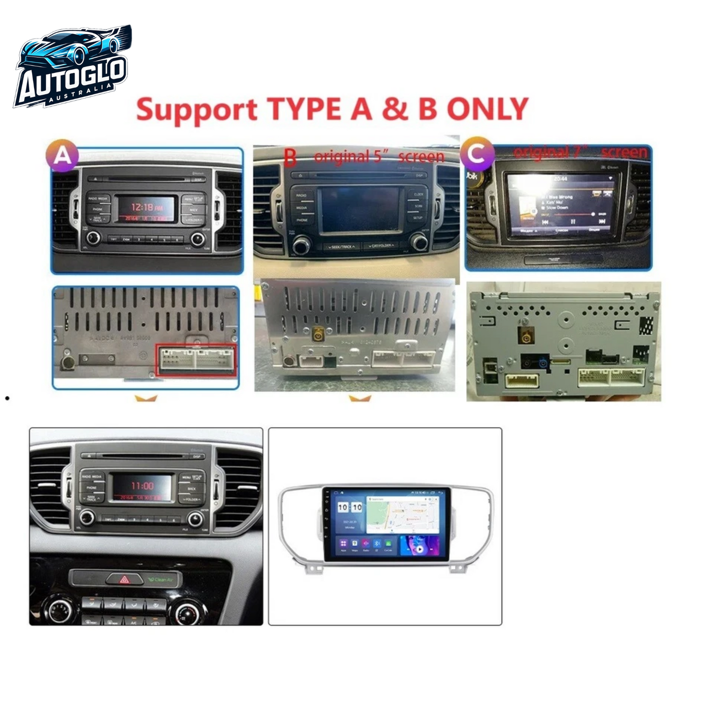 Autoglo Australia 9" (2G+32G) GPS BT WiFi Carplay Android 13 Stereo For KIA SPORTAGE F1 (2016-19)