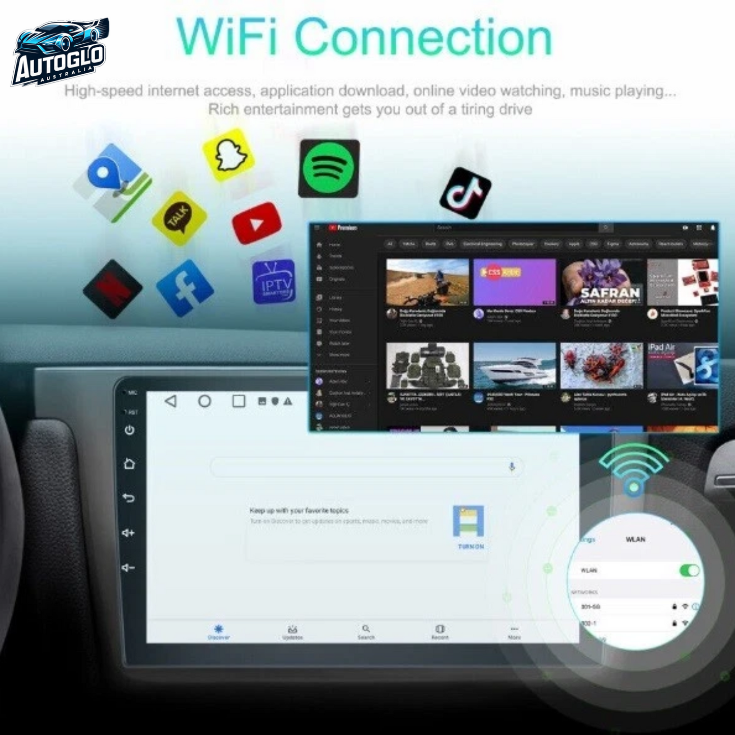Autoglo Australia 9" CarPlay Android 13 GPS BT WiFi Stereo For HYUNDAI KONA (2018+) 2GB+32GB