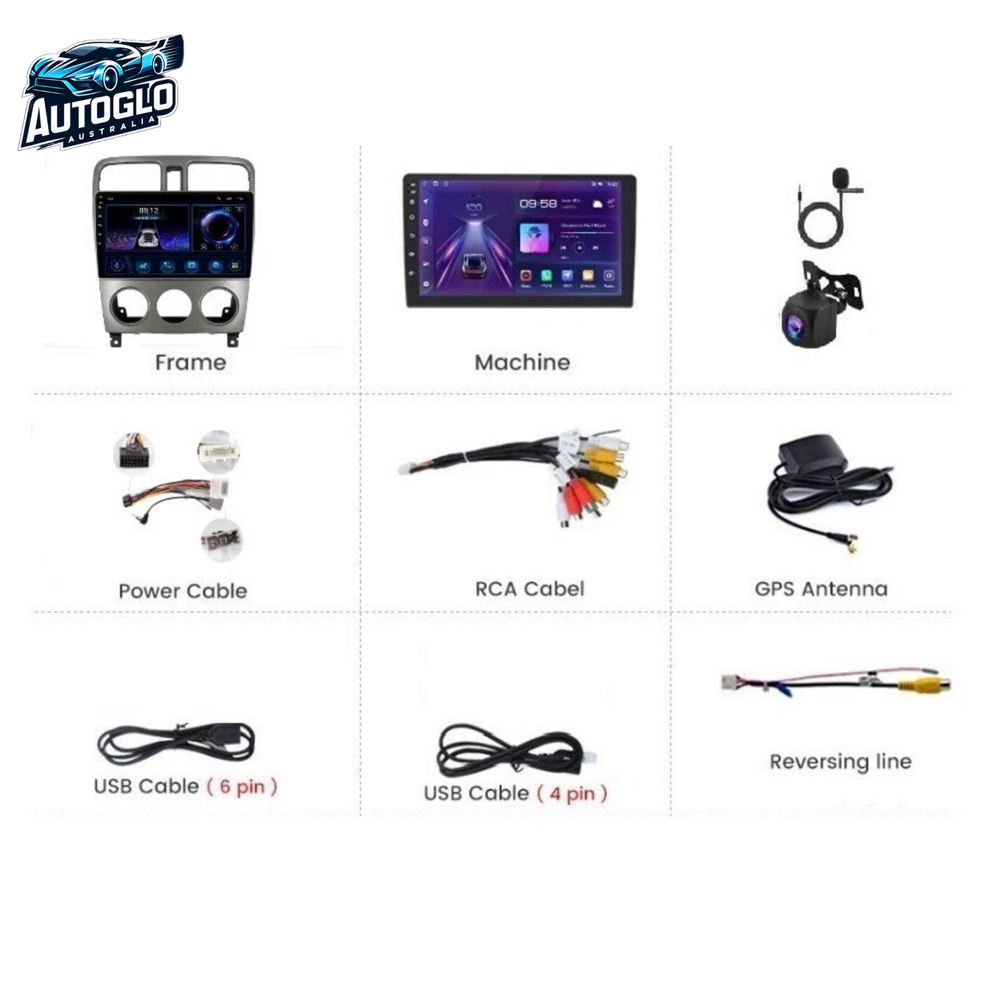 Autoglo Australia 9" (2G+32G) GPS BT WiFi CARPLAY ANDROID Stereo SUBARU FORESTER IMPREZA (2004-08)