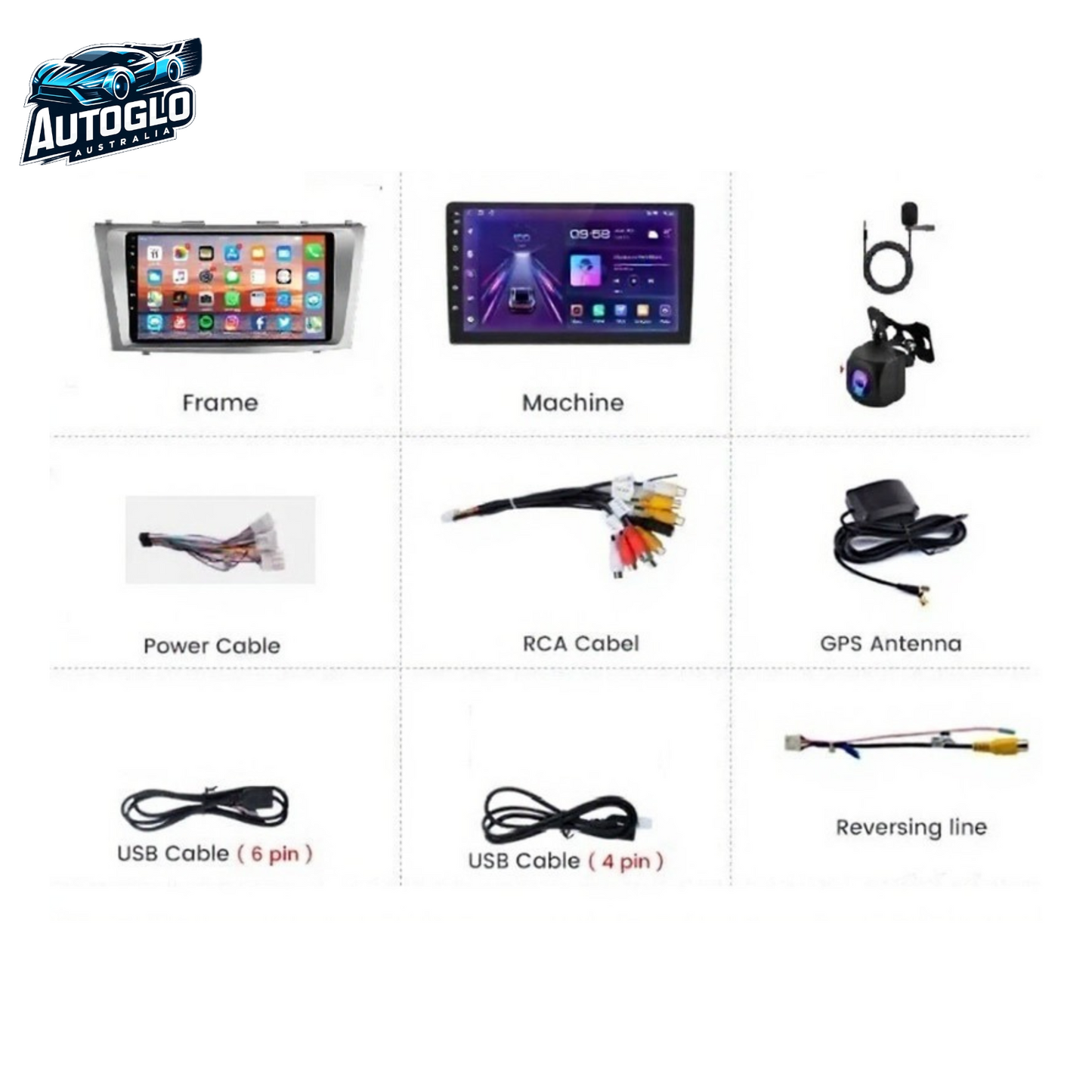 Autoglo Australia 9" (2G+32G) GPS BT WiFi CARPLAY ANDROID 13 Stereo For TOYOTA CAMRY (2006-11)