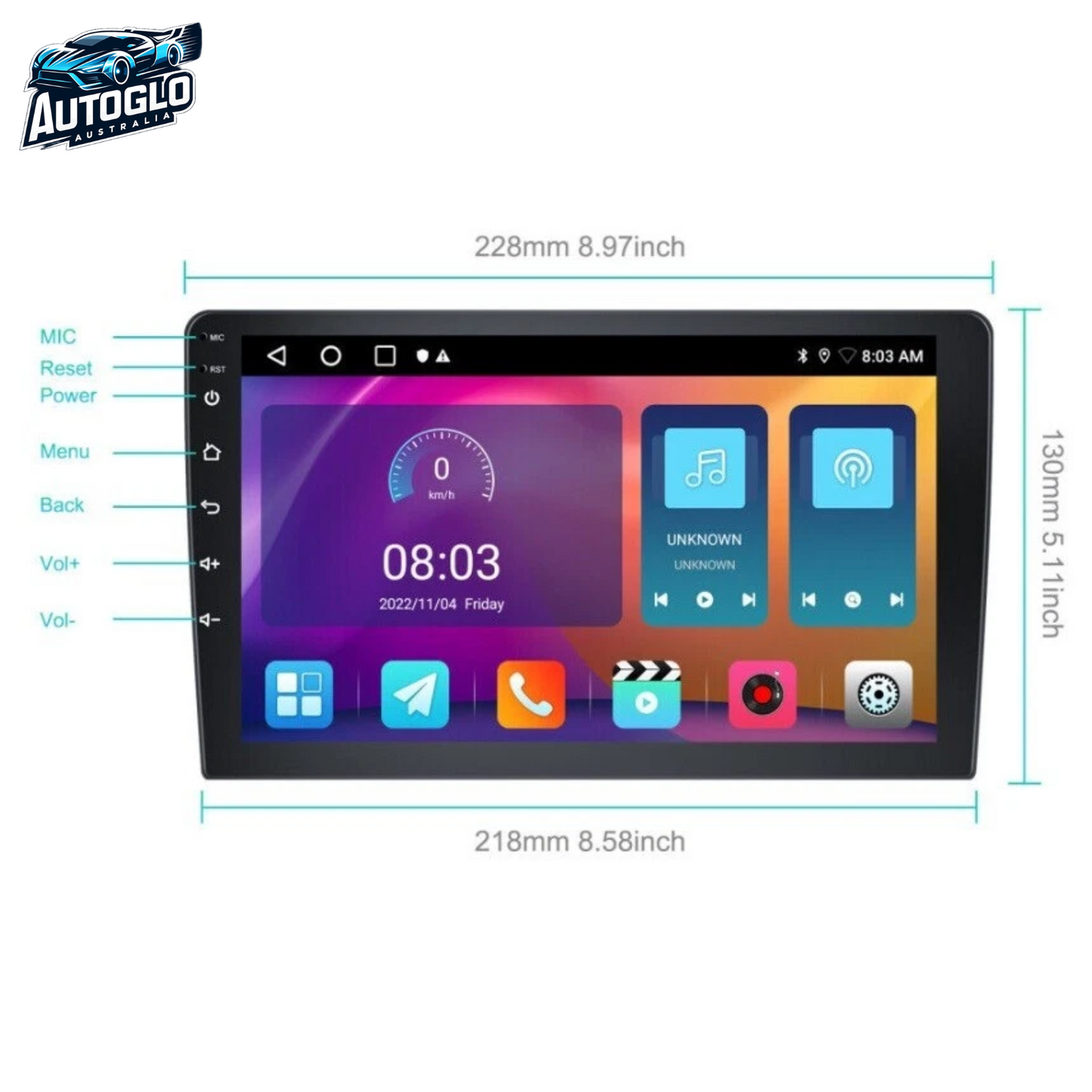 Autoglo Australia 9" Android Carplay BT GPS WiFi Stereo for Audi Q3 8U - 1 SD CARD (2015-18)