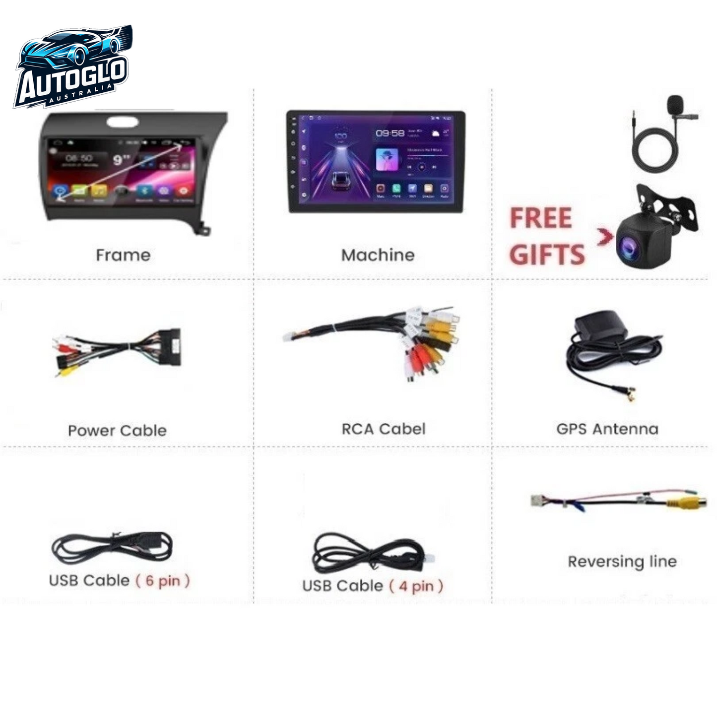 Autoglo Australia 9" (2G+32G) GPS BT WiFi CARPLAY ANDROID Stereo For Kia Cerato K3 Forte 2013 - 18