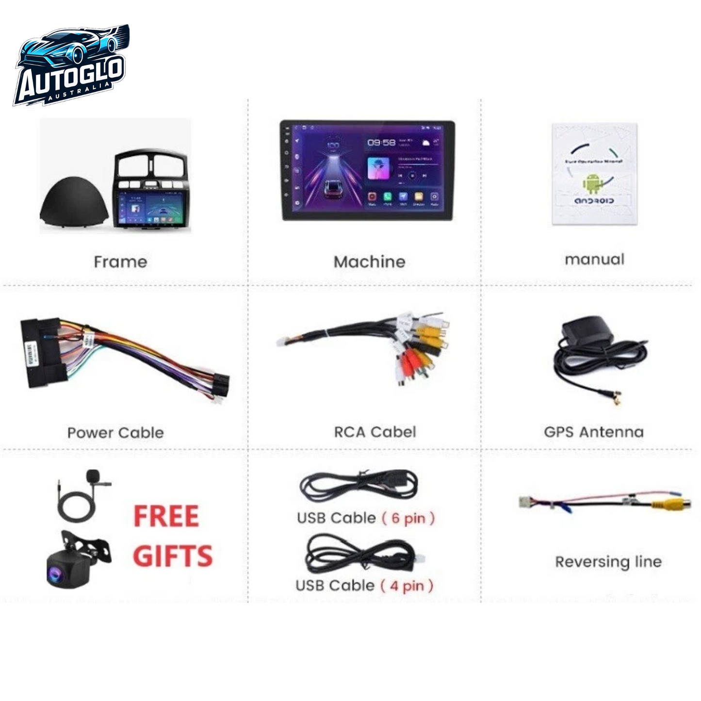 Autoglo Australia 9" CARPLAY ANDROID 2G+32G GPS BT WiFi Stereo For HYUNDAI SANTAFE (2005-08)