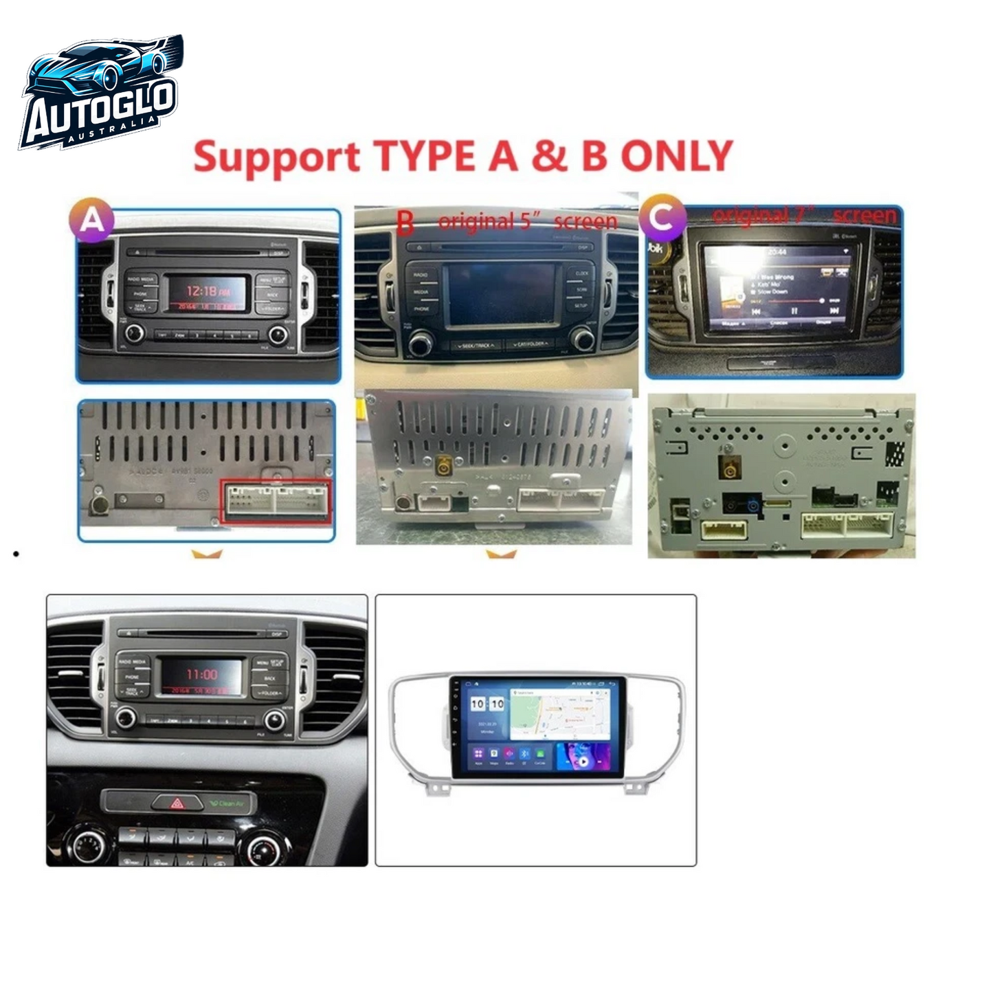 Autoglo Australia 9" (2G+32G) GPS BT WiFi Carplay Android 13 Stereo For KIA SPORTAGE F2 (2016-19)
