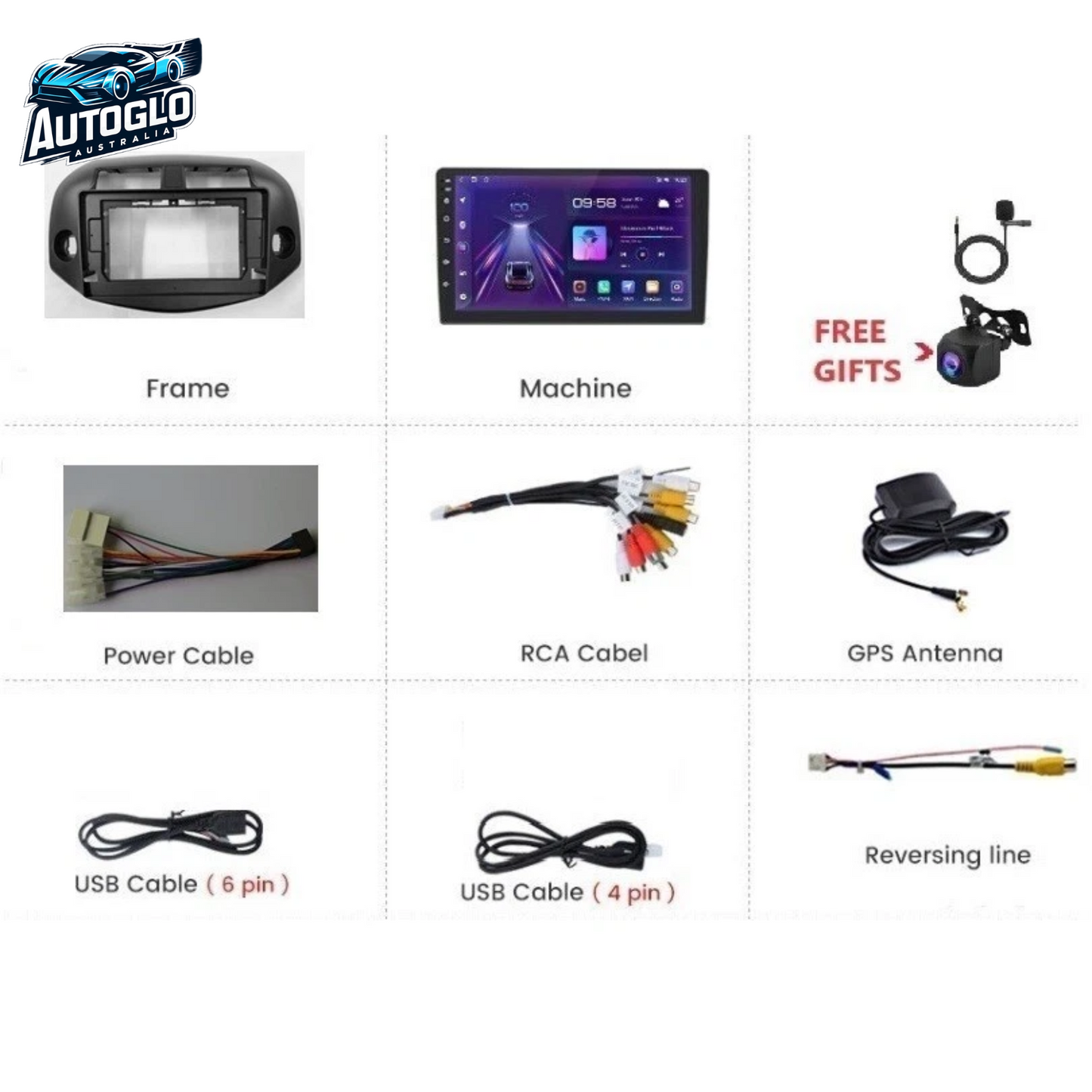 Autoglo Australia 9" (2G+32G) GPS BT WiFi CARPLAY ANDROID Stereo For TOYOTA RAV4 (2007+)