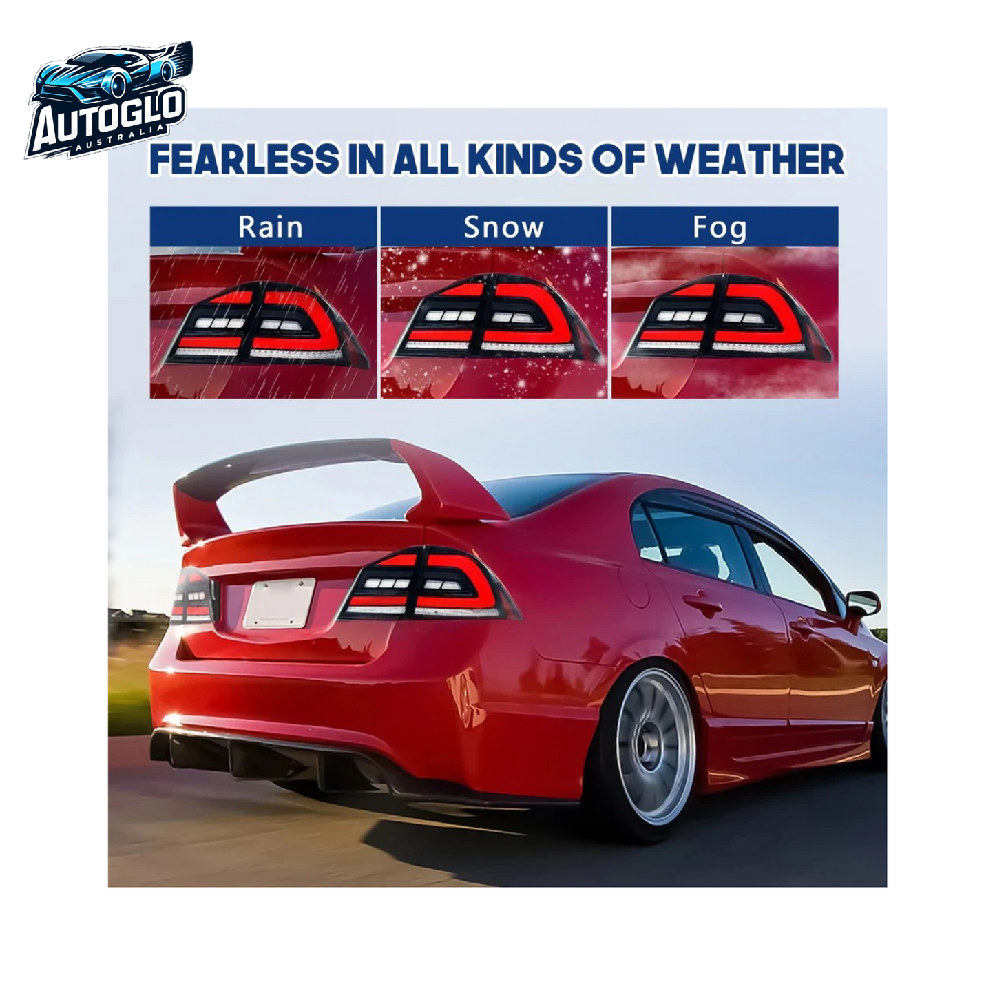 Autoglo Australia LED Tail Light Kit for Honda Civic FD2/FD3 Sedan & Type R 2006-2011
