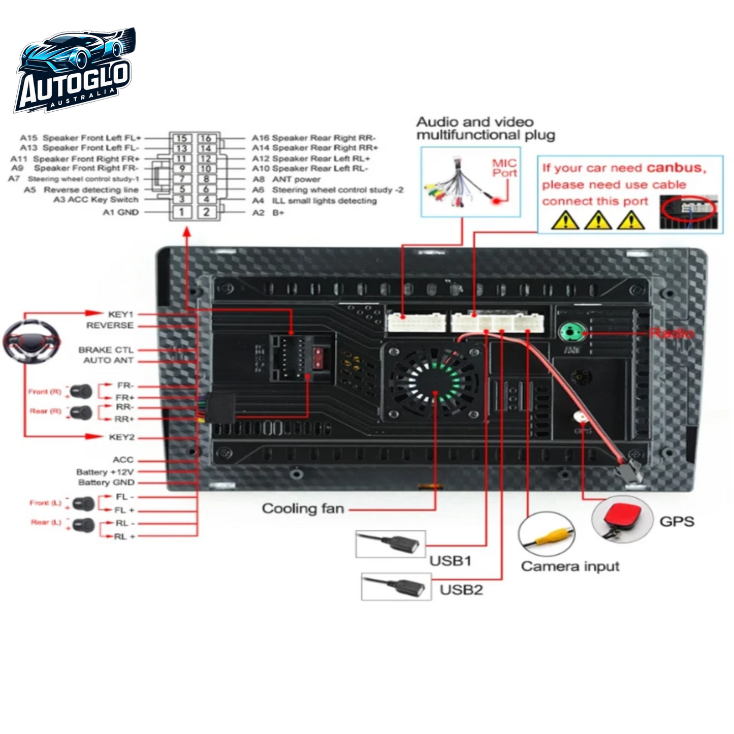 Autoglo Australia 9" (2G+32G) GPS BT WiFi CARPLAY ANDROID Stereo For FORD RANGER A (2015-18)
