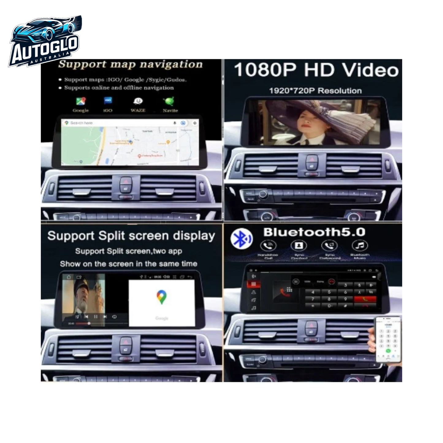 Autoglo Australia BMW 3 Series E90/91 5 Series E61/61 12.3" XL FHD Carplay Android Stereo BT CIC