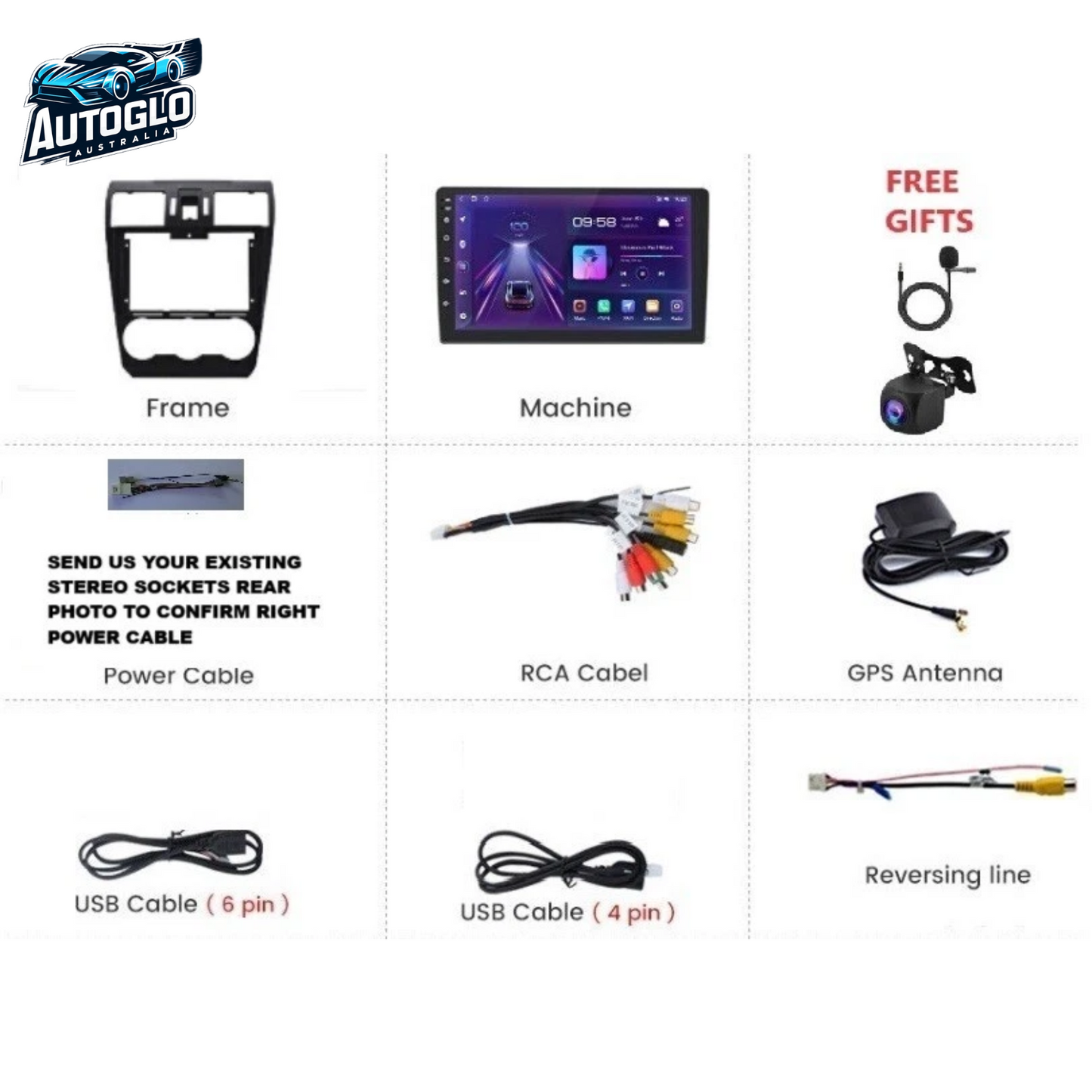 Autoglo Australia 9" (2G+32G) GPS BT WiFi CARPLAY ANDROID Stereo For SUBARU FORESTER (2012-15)