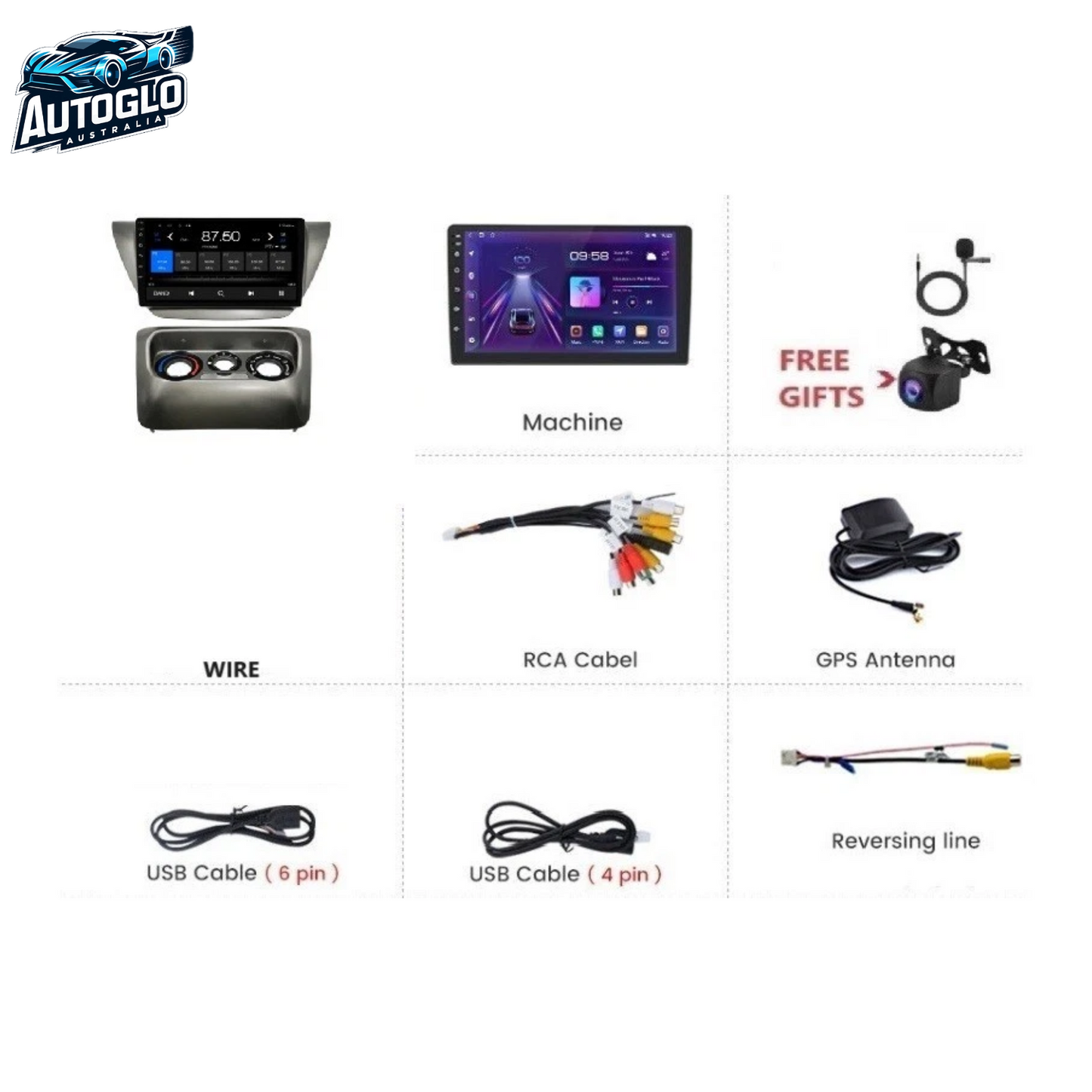 Autoglo Australia 9" (2G+32G) GPS BT WiFi CARPLAY ANDROID Stereo For Mitsubishi Lancer (2002-10)