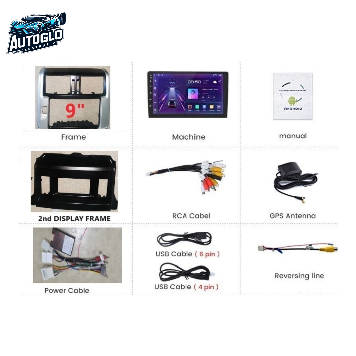 Autoglo Australia 9" (2G+32G)GPS BT WiFi CARPLAY ANDROID Stereo For TOYOTA PRADO 150 (2009-13)