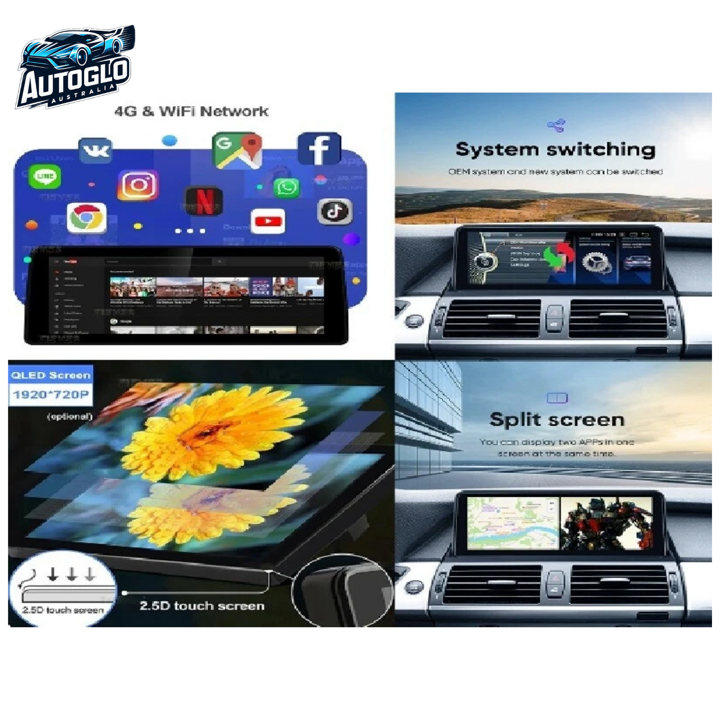 Autoglo Australia 10.25" FHD Carplay Android BT GPS 4G Auto Stereo (NBT only) for BMW 3/4 F Series