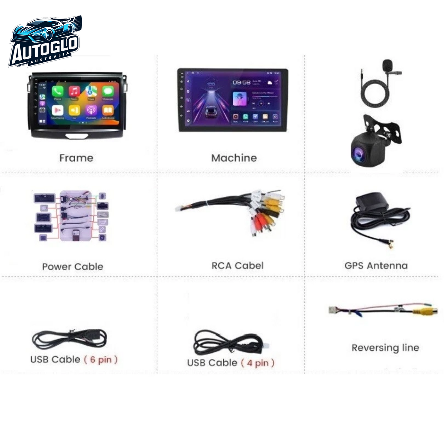 Autoglo Australia 9" (2G+32G) GPS BT WiFi CARPLAY ANDROID Stereo For FORD RANGER A (2015-18)