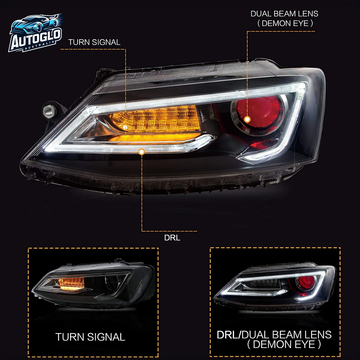 VLAND Dual Beam Headlights For Volkswagen Jetta / Sagitar 2011-2018