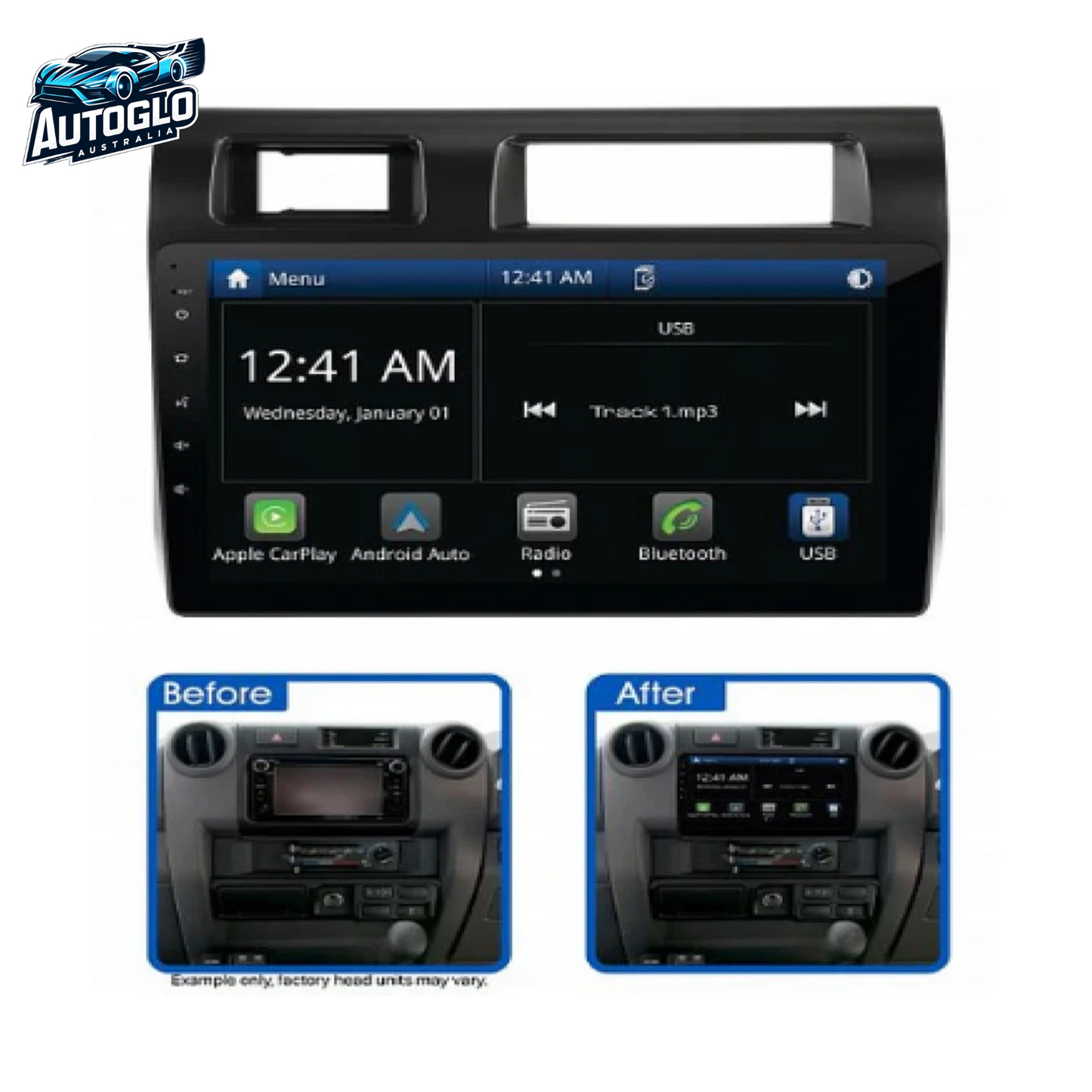 Autoglo Australia 10.1" Carplay Android 13 GPS BT Stereo for TOYOTA LANDCRUISER (2+32GB) 2007-15