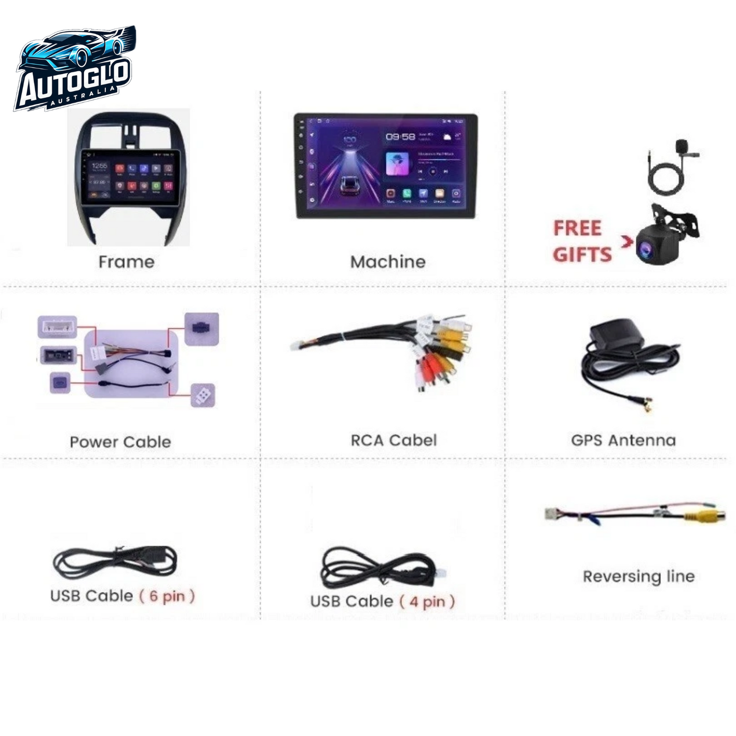 Autoglo Australia 9" (2G+32G) GPS WiFi CARPLAY ANDROID 13 Stereo For NISSAN MICRA K13 (2015-16)