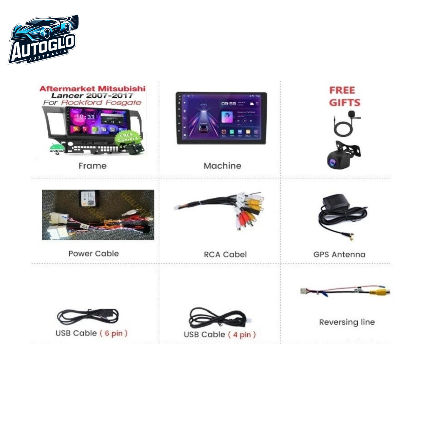 Autoglo Australia 10.1" Android Carplay STEREO BT GPS for MITSUBISHI LANCER 2007-17 (2GB+32G)