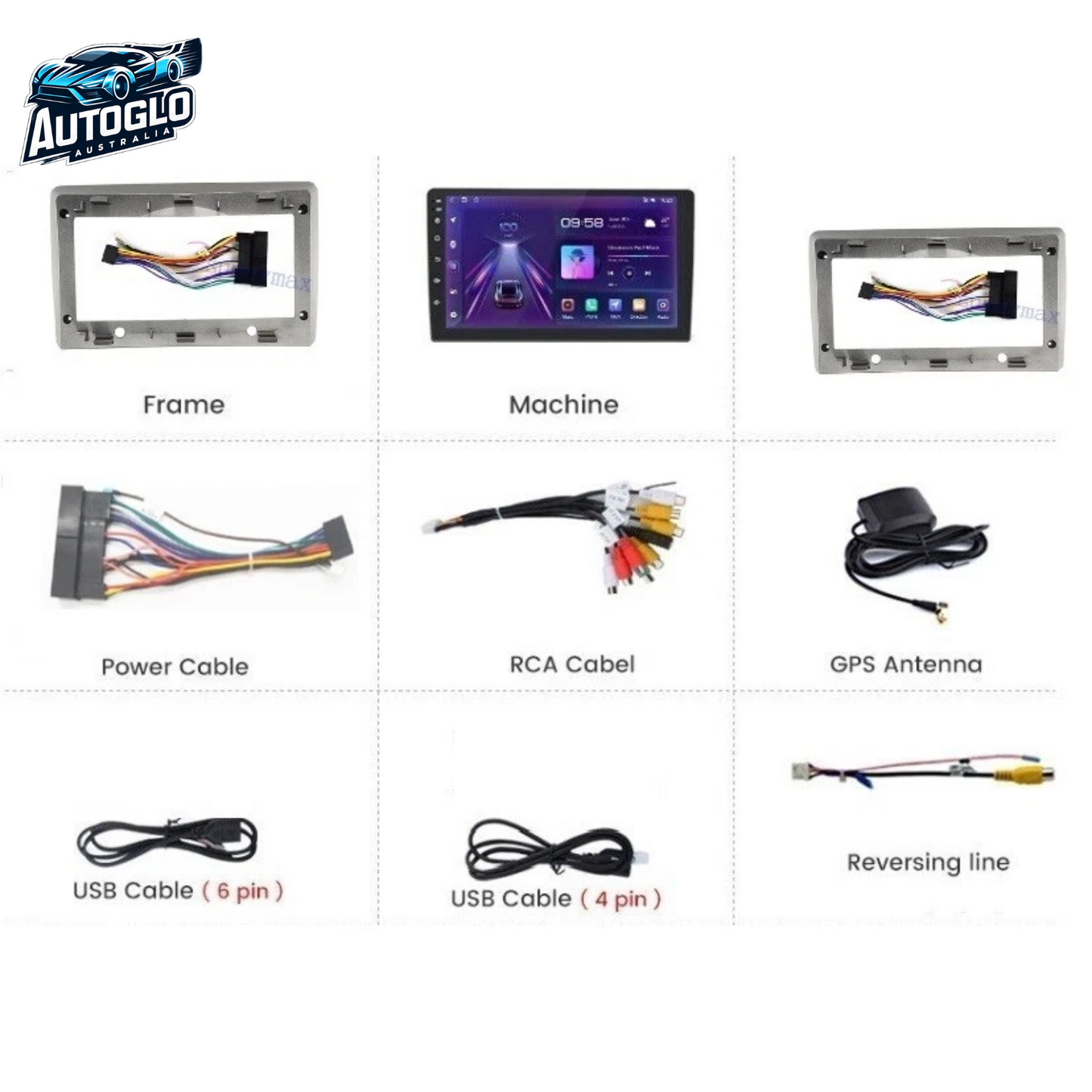 Autoglo Australia 9" (2G+32G) GPS BT WiFi CARPLAY ANDROID Stereo Silver For HYUNDAI iMAX iLoad