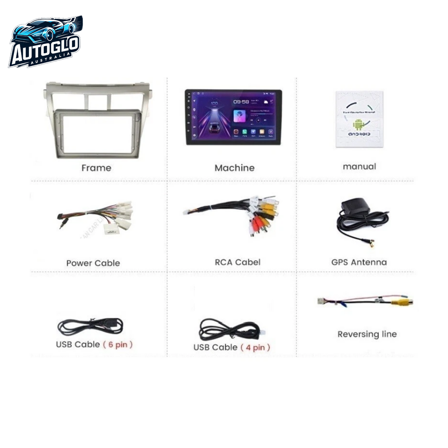 Autoglo Australia 9" (2G+32G) GPS BT WiFi CARPLAY ANDROID Stereo For TOYOTA YARIS (2006-12)