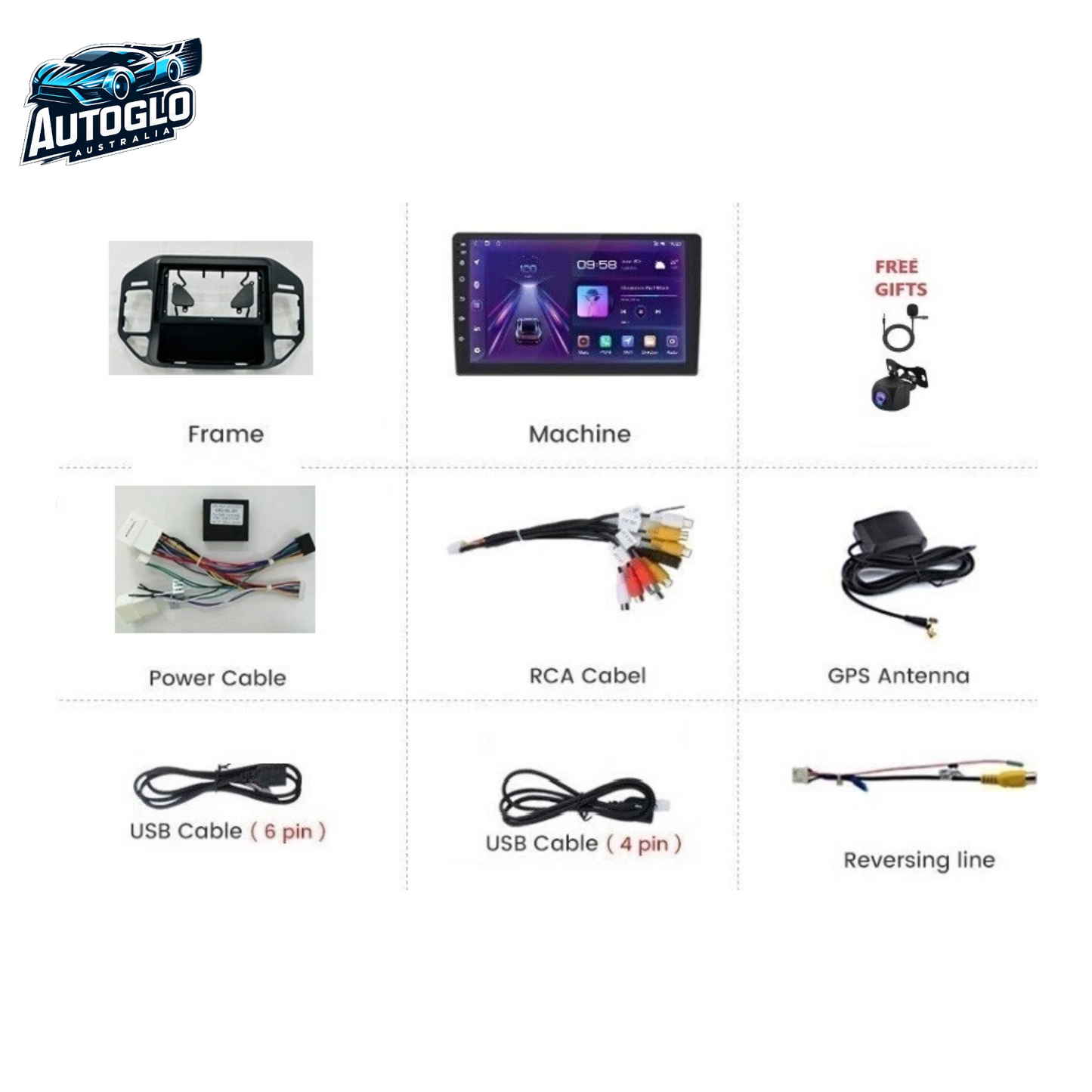 Autoglo Australia 9" (2G+32G) GPS BT WiFi CARPLAY ANDROID For Mitsubishi Pajero V73 (2004-11)