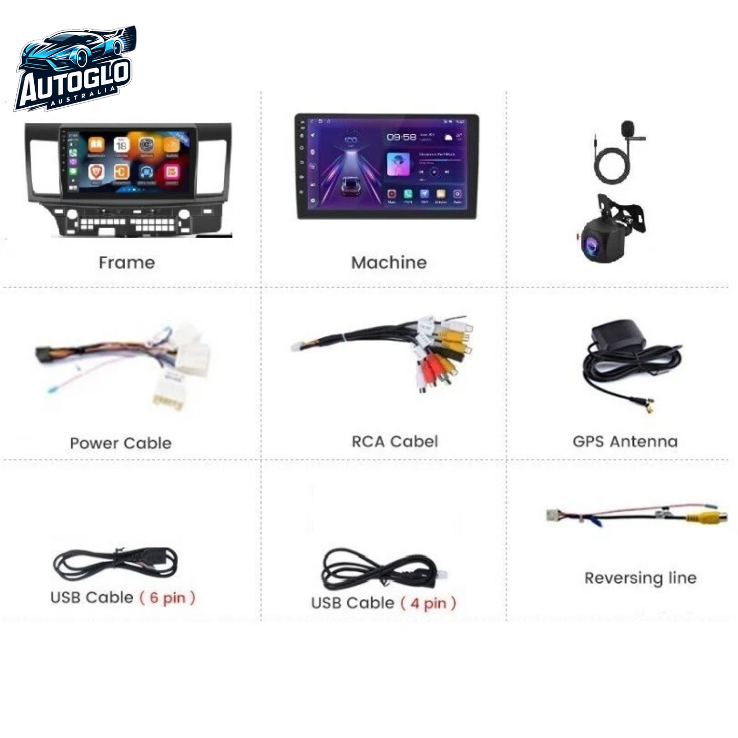 Autoglo Australia 10.1" Android 13 Carplay Stereo for MITSUBISHI LANCER GPS BT 2GB+32GB (2007-15)