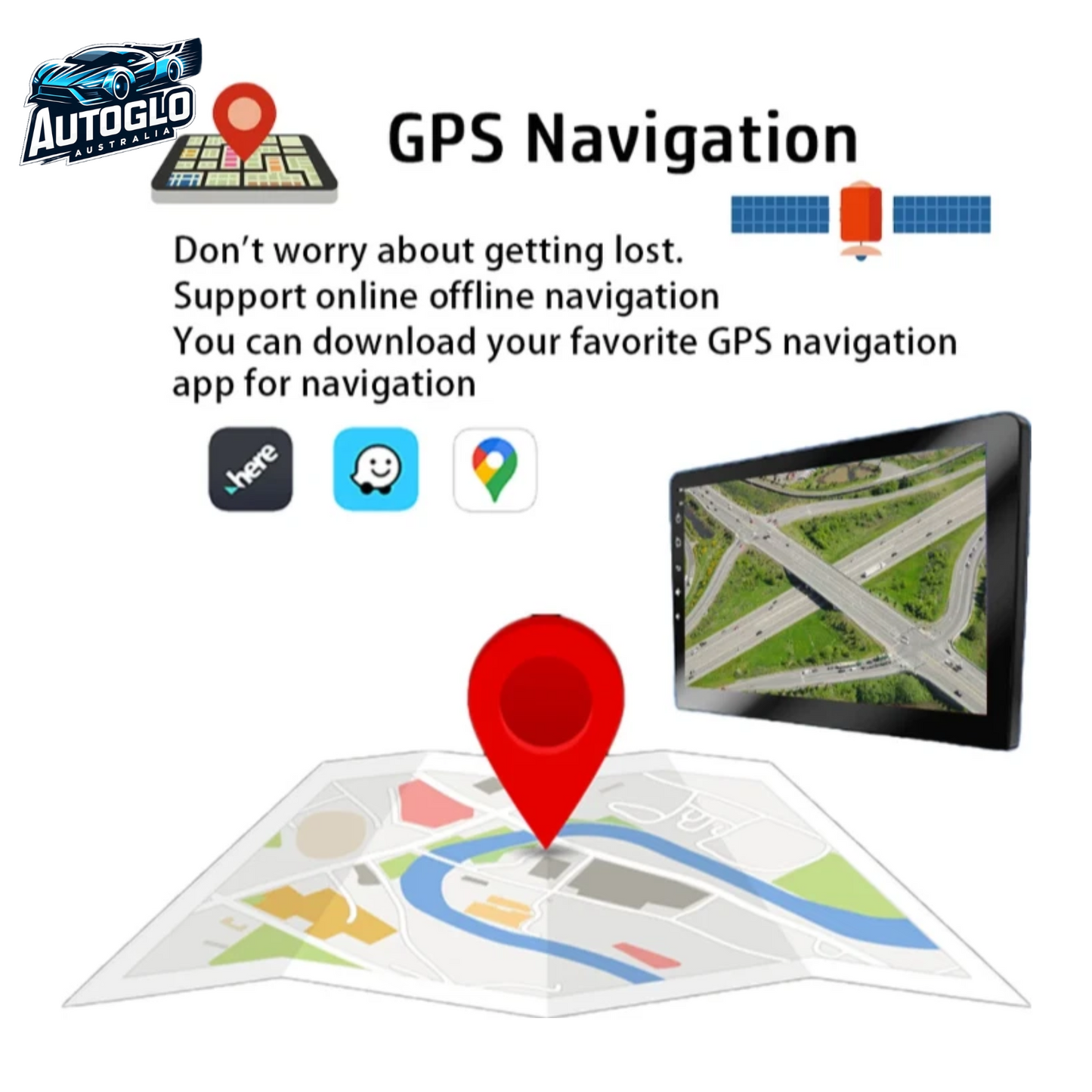 Autoglo Australia 1 DIN 9" Car Stereo Radio Wireless Carplay Android 13.0 Bluetooth Head Unit GPS