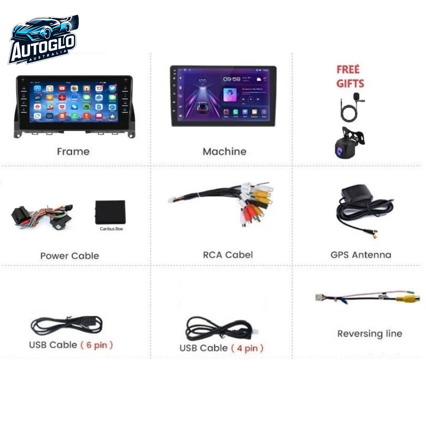 Autoglo Australia 9" (2G+32G) GPS BT CARPLAY ANDROID Stereo For Mercedes Benz C Class (2006-2011)