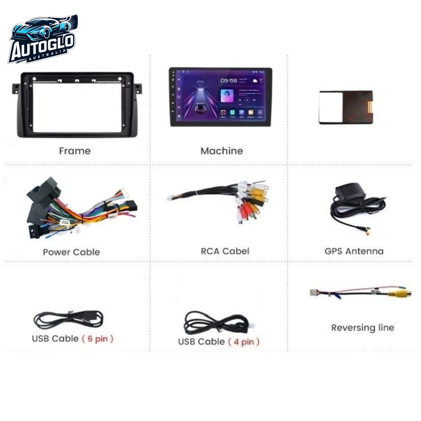 Autoglo Australia 9" (2G+32G) GPS BT WiFi CARPLAY ANDROID 13 Stereo BMW 3 Series E46 (1998-2006)