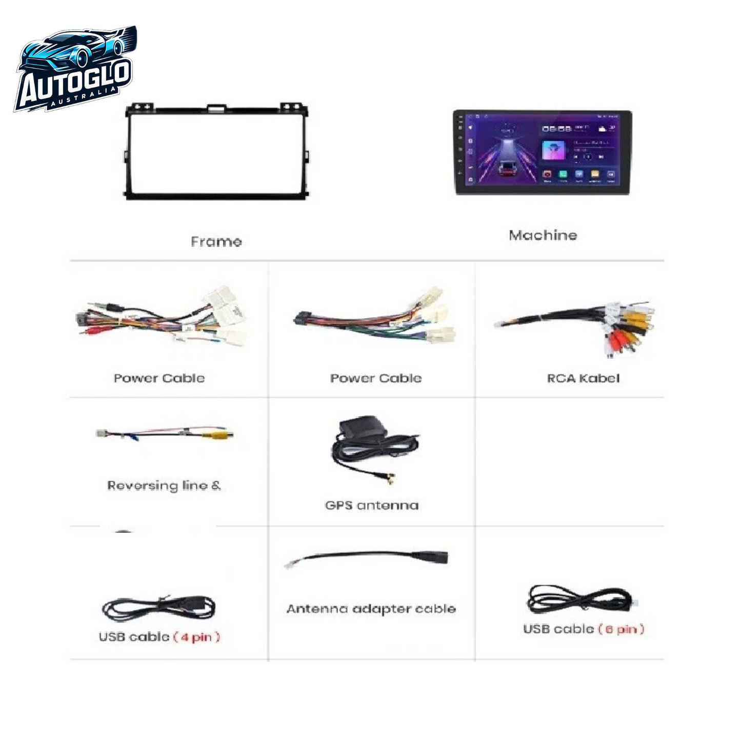 Autoglo Australia 9" (2G+32G) GPS BT WiFi 2DIN CARPLAY ANDROID For TOYOTA PRADO LC120 (2002-10)