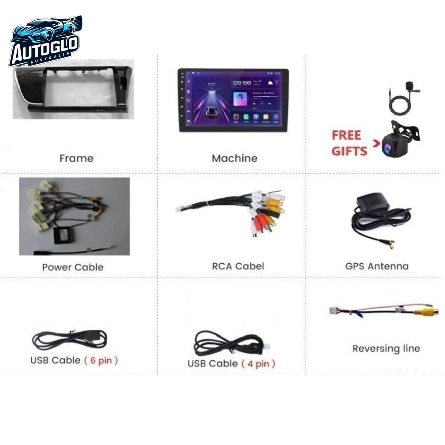 Autoglo Australia 10.1" (2GB+32GB) Carplay Android BT GPS NAVI Stereo for TOYOTA COROLLA (2014+)