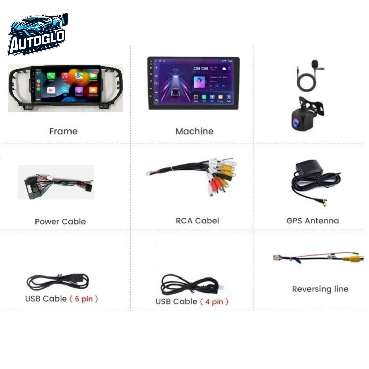 Autoglo Australia 9" (2G+32G) GPS BT WiFi Carplay Android 13 Stereo For KIA SPORTAGE F1 (2016-19)