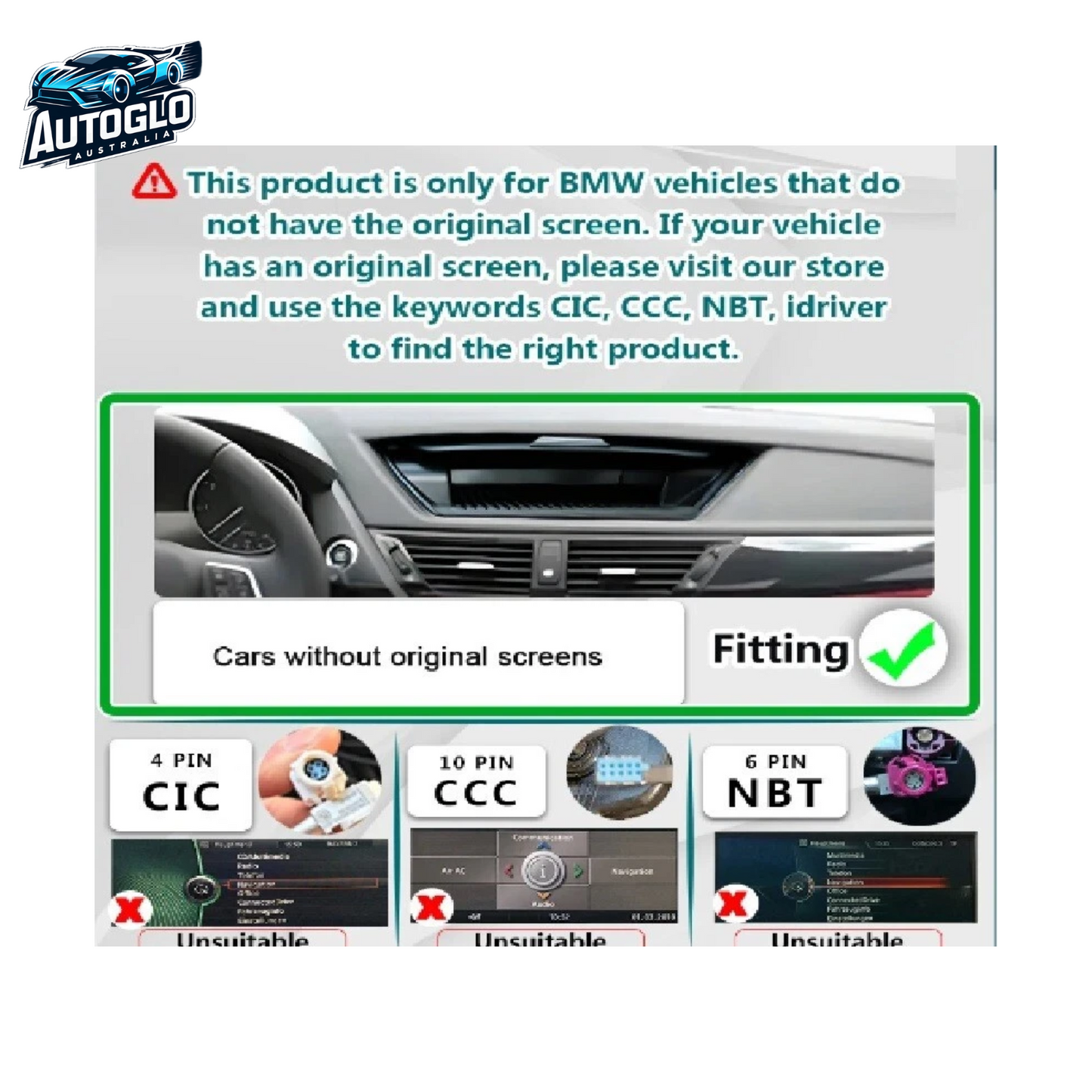 Autoglo Australia BMW X1 E84 (With No Screen) 12.3" XL FHD Carplay Android BT GPS 4G Auto Stereo