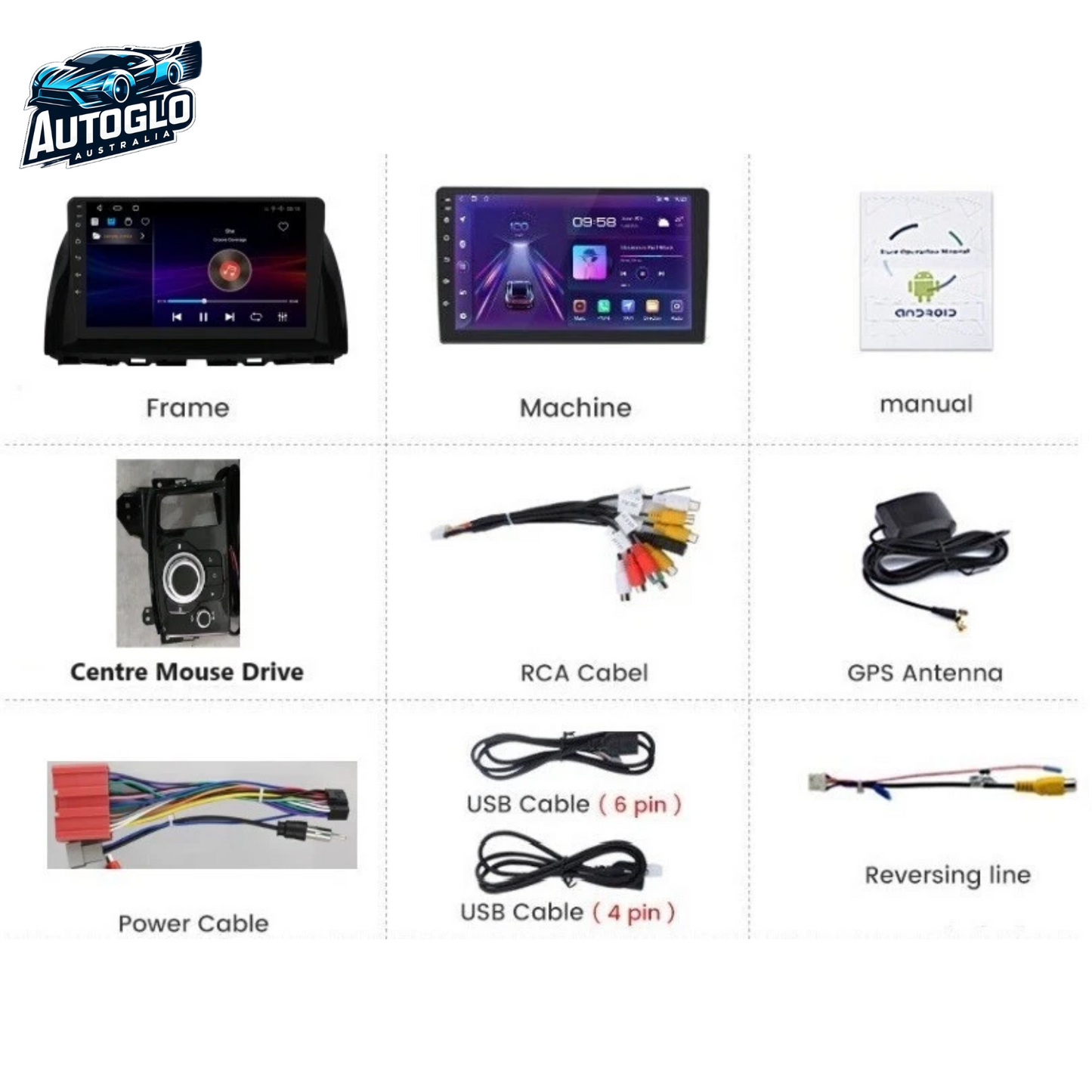 Autoglo Australia 9" CarPlay Android For MAZDA CX5 (2013+ Models) GPS BT WiFi 2GB+32GB