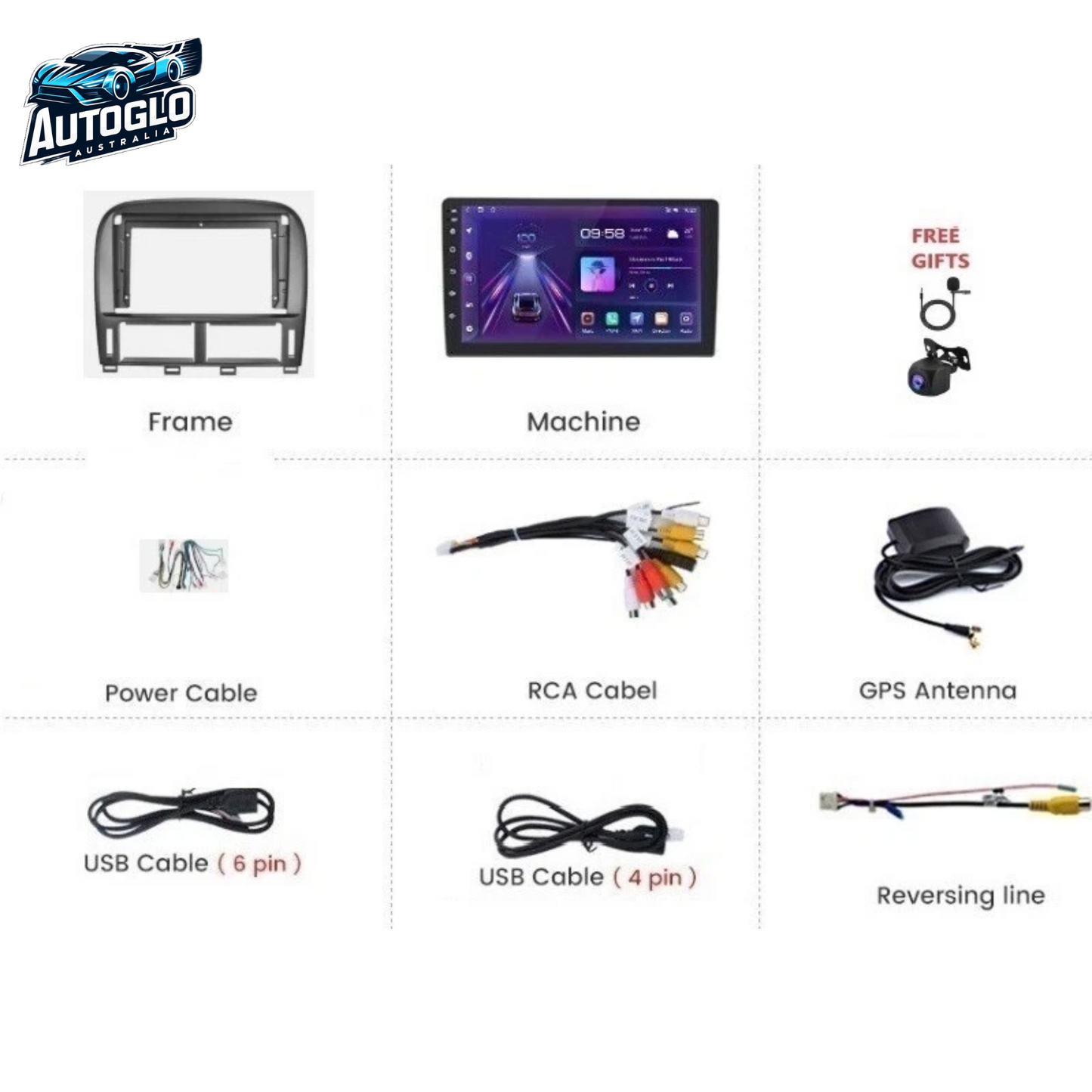 Autoglo Australia 9" Android 13 Carplay Stereo BT GPS for Lexus GS300 GS400 GS430 (1998-2005)