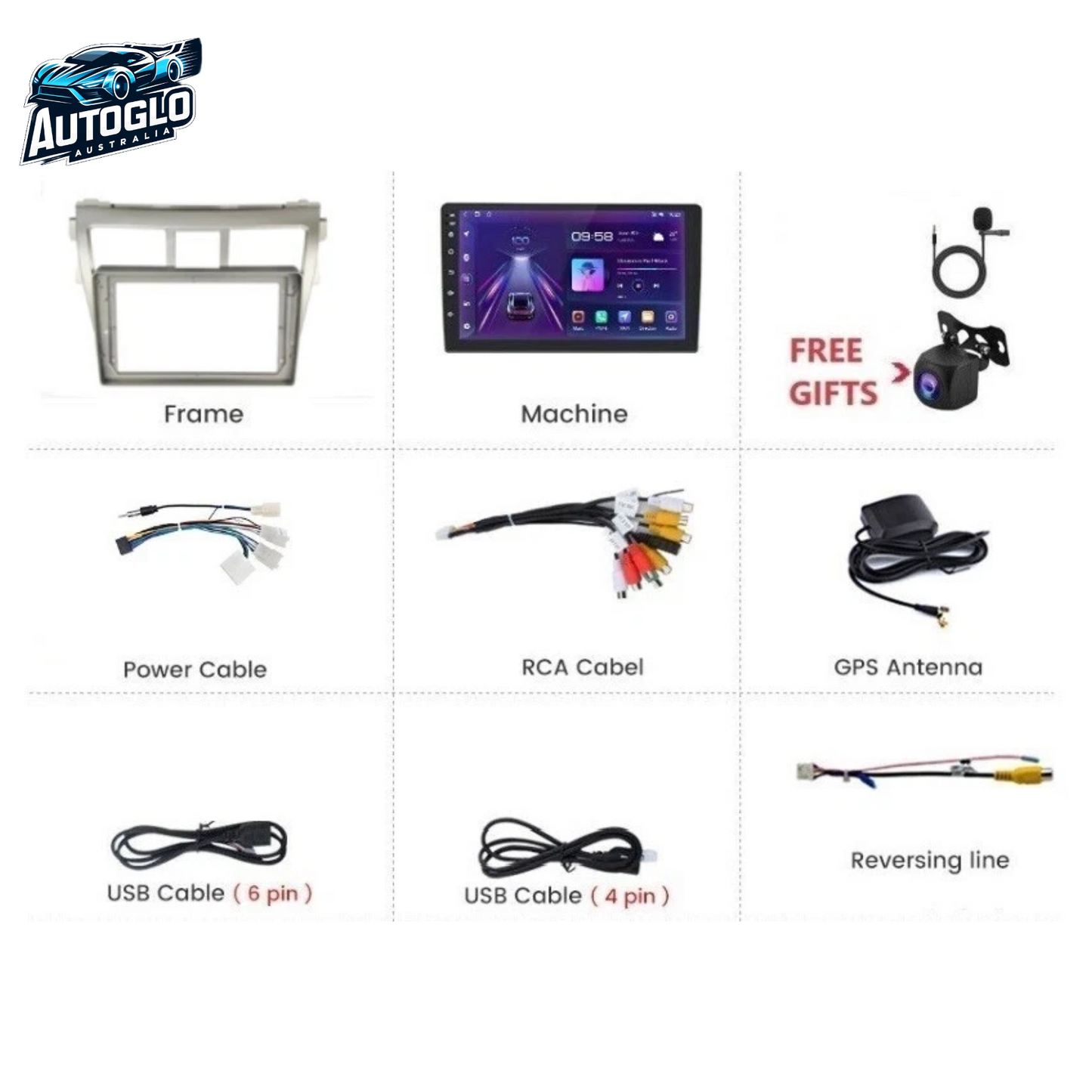 Autoglo Australia 9" (2G+32G) CARPLAY ANDROID GPS BT WiFi Stereo For TOYOTA YARIS (2005-12)